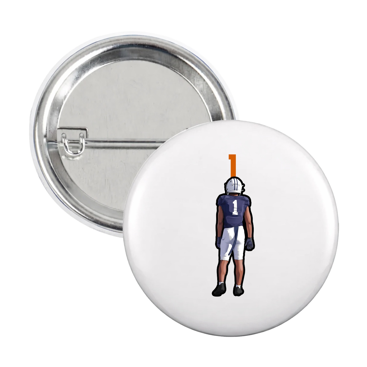 Game Day Button — Number Top in White