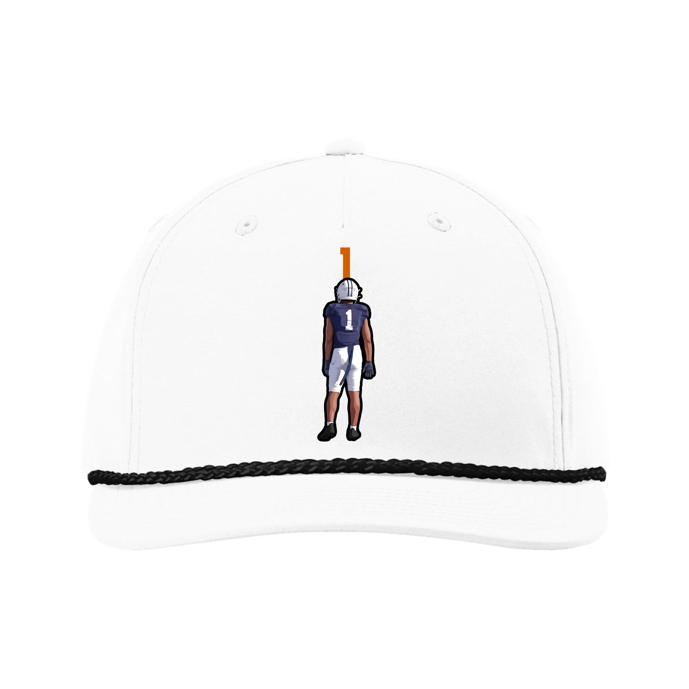 Five-Panel Classic Rope Cap — Number Top in White