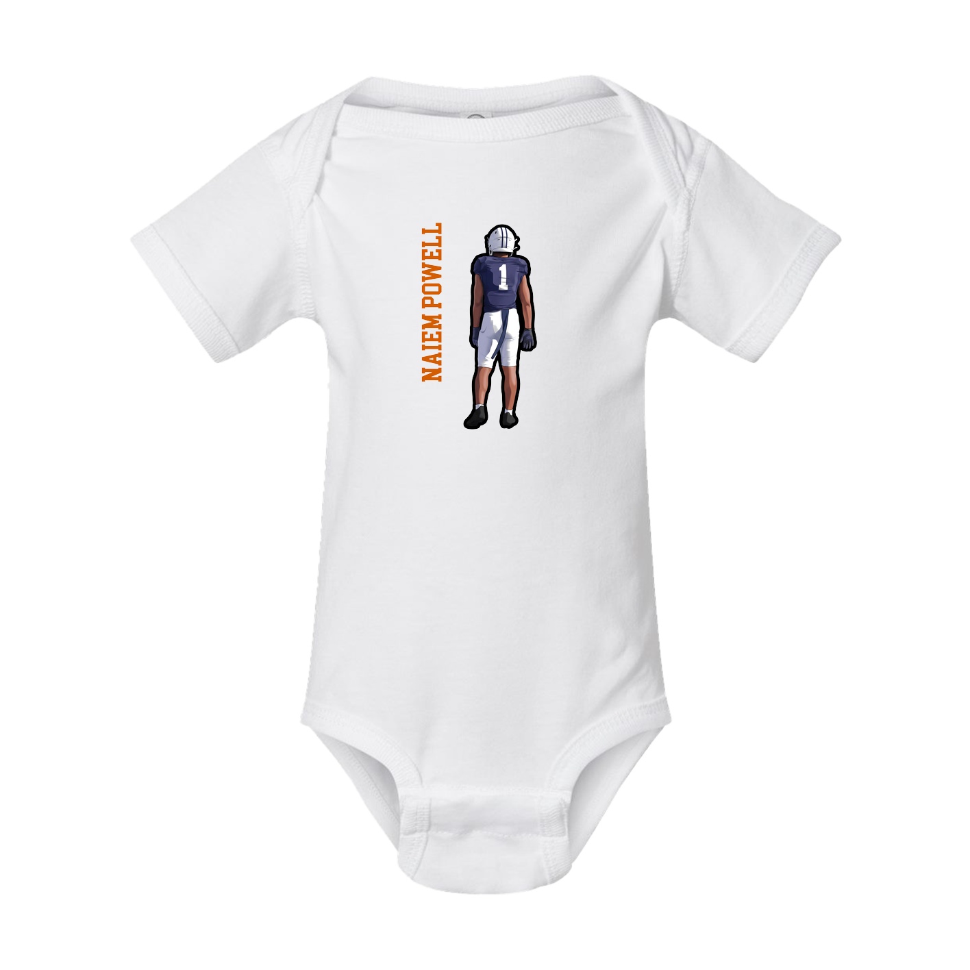 Baby Onesie — Name Vertical in White