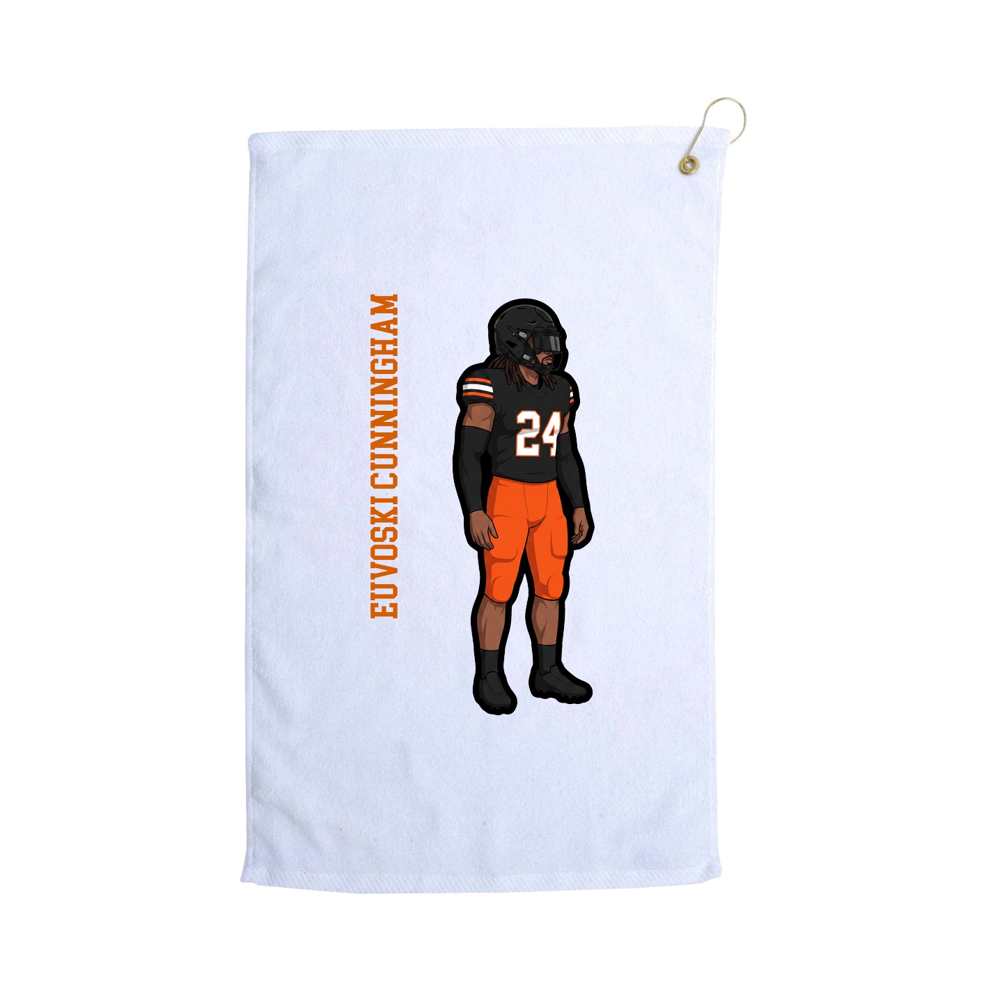 Golf Towel — Name Vertical in White