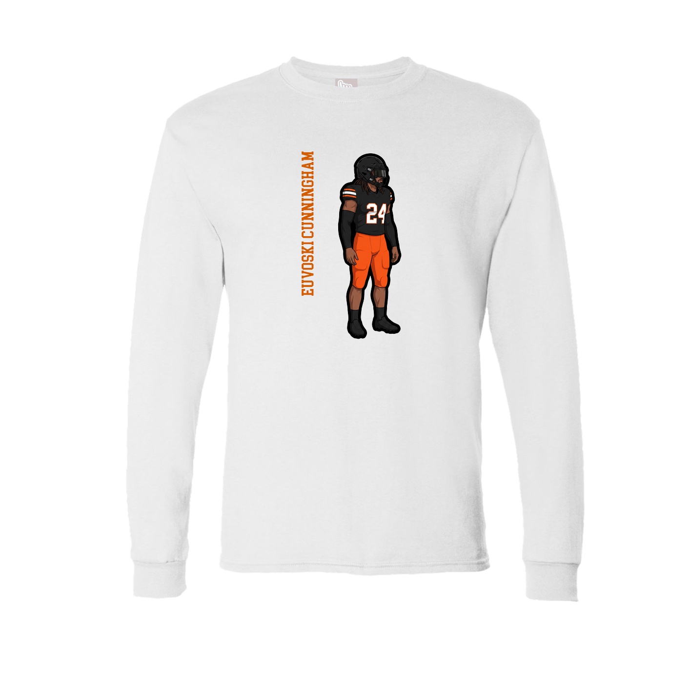 Long Sleeve Tee — Name Vertical in White