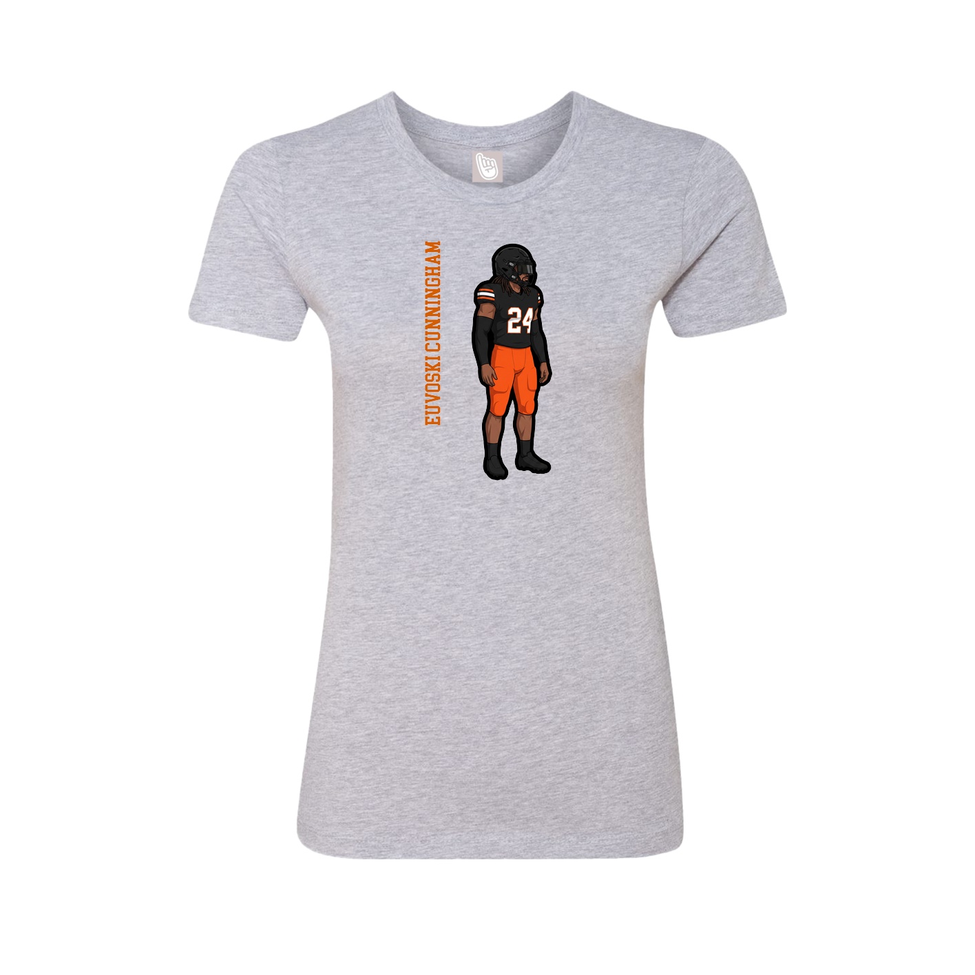 Fitted Women's Tee — Name Vertical in Grey