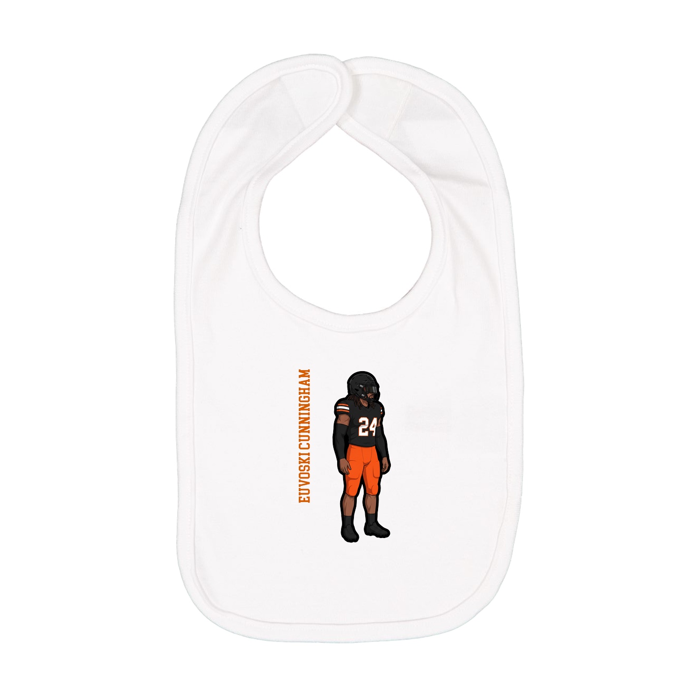 Infant Bib — Name Vertical in White