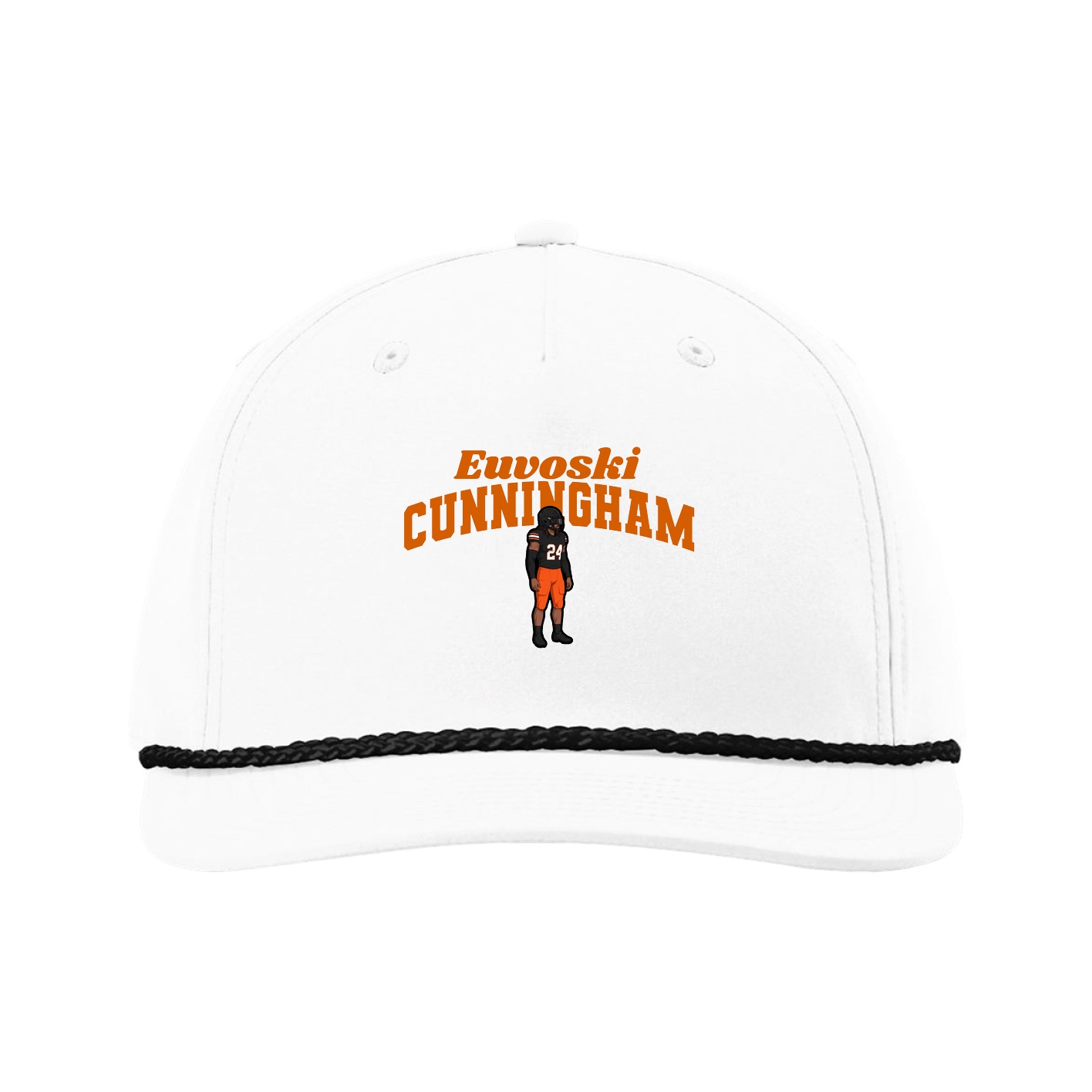 Five-Panel Classic Rope Cap — Signature Arch in White
