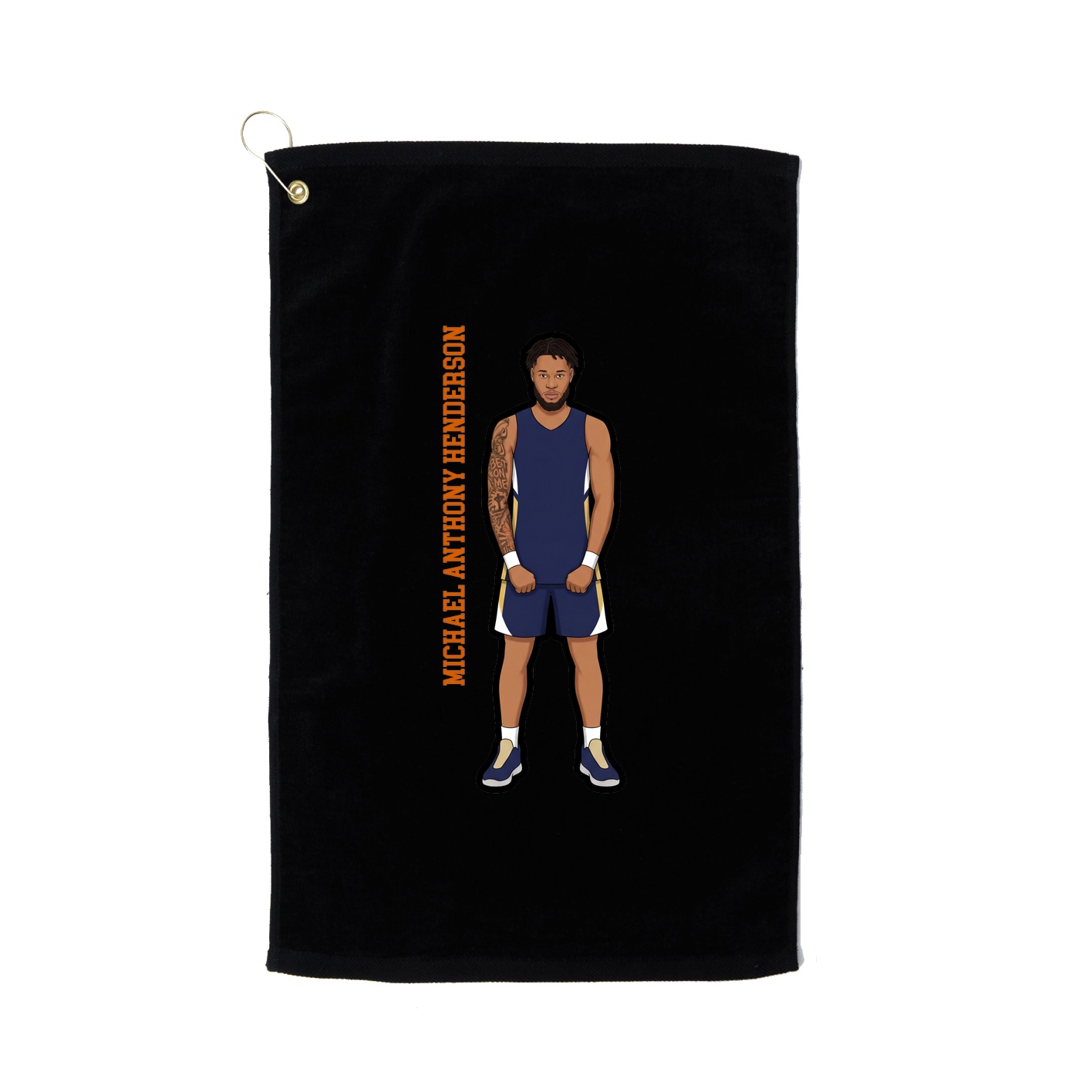 Golf Towel — Name Vertical in Black