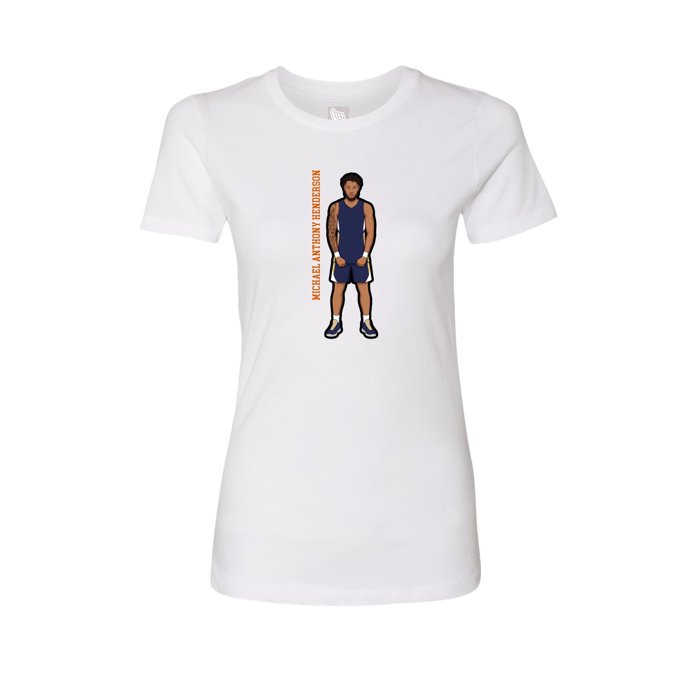 Fitted Women's Tee — Name Vertical in White