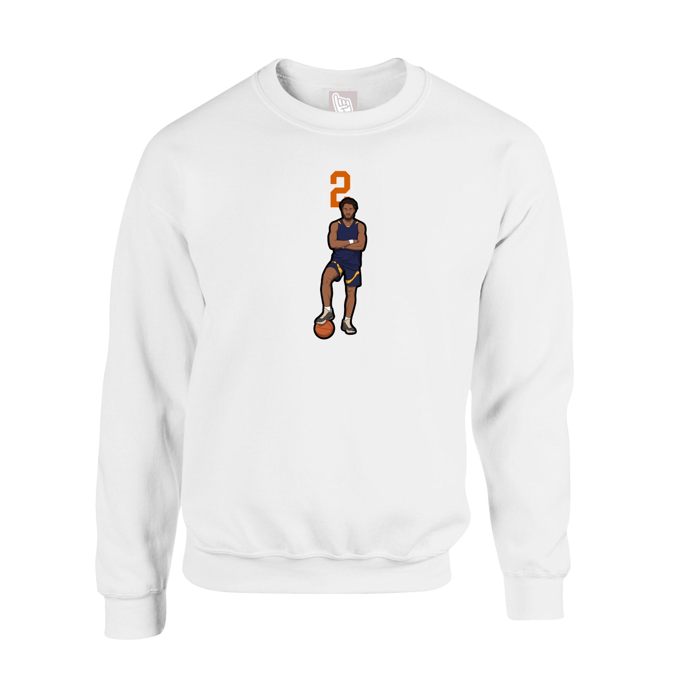 Fleece Crew — Number Top in White