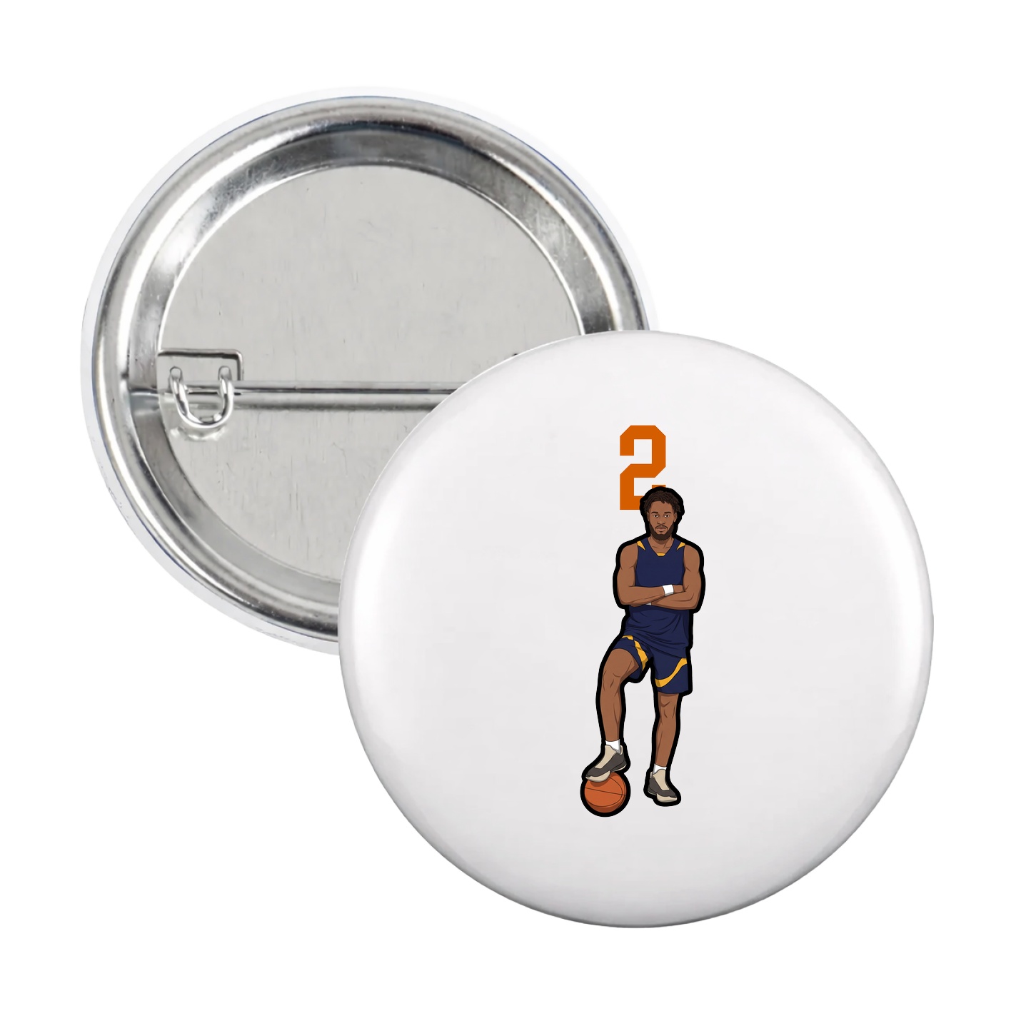 Game Day Button — Number Top in White
