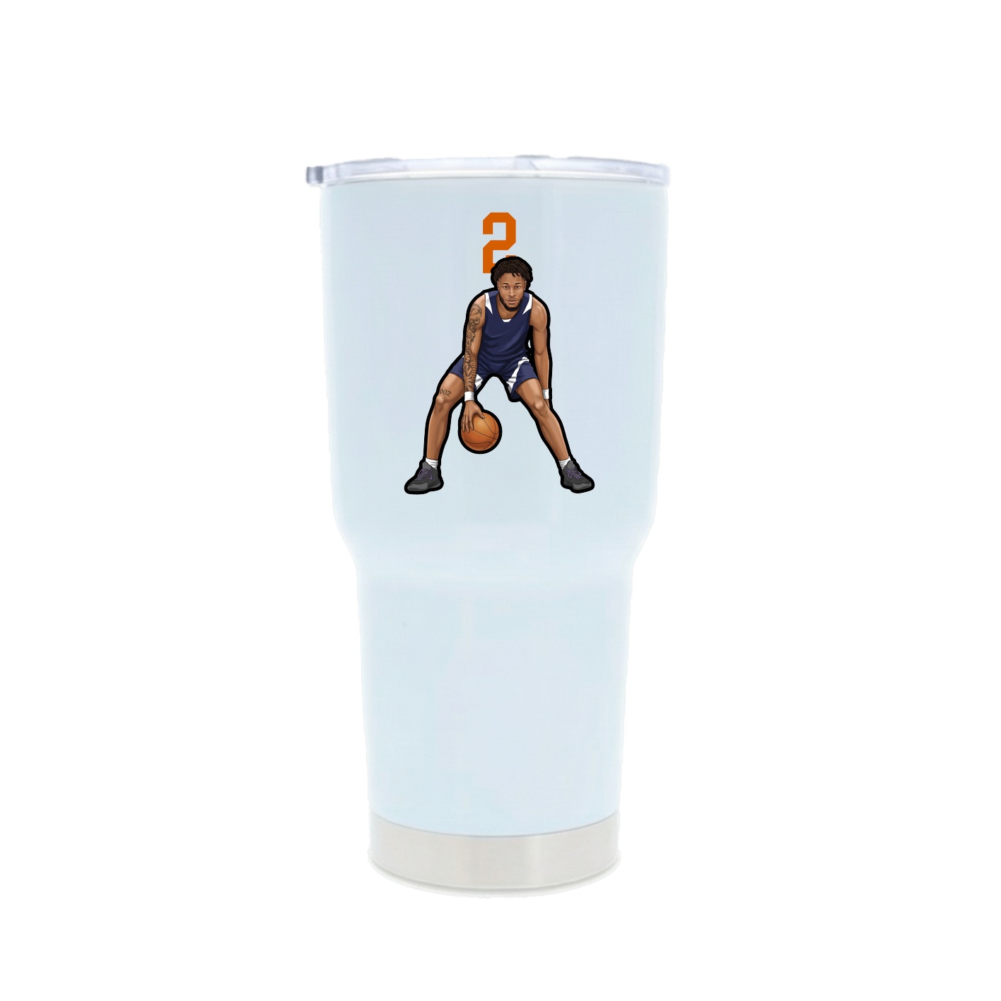30oz Stainless Steel Tumbler — Number Top in White