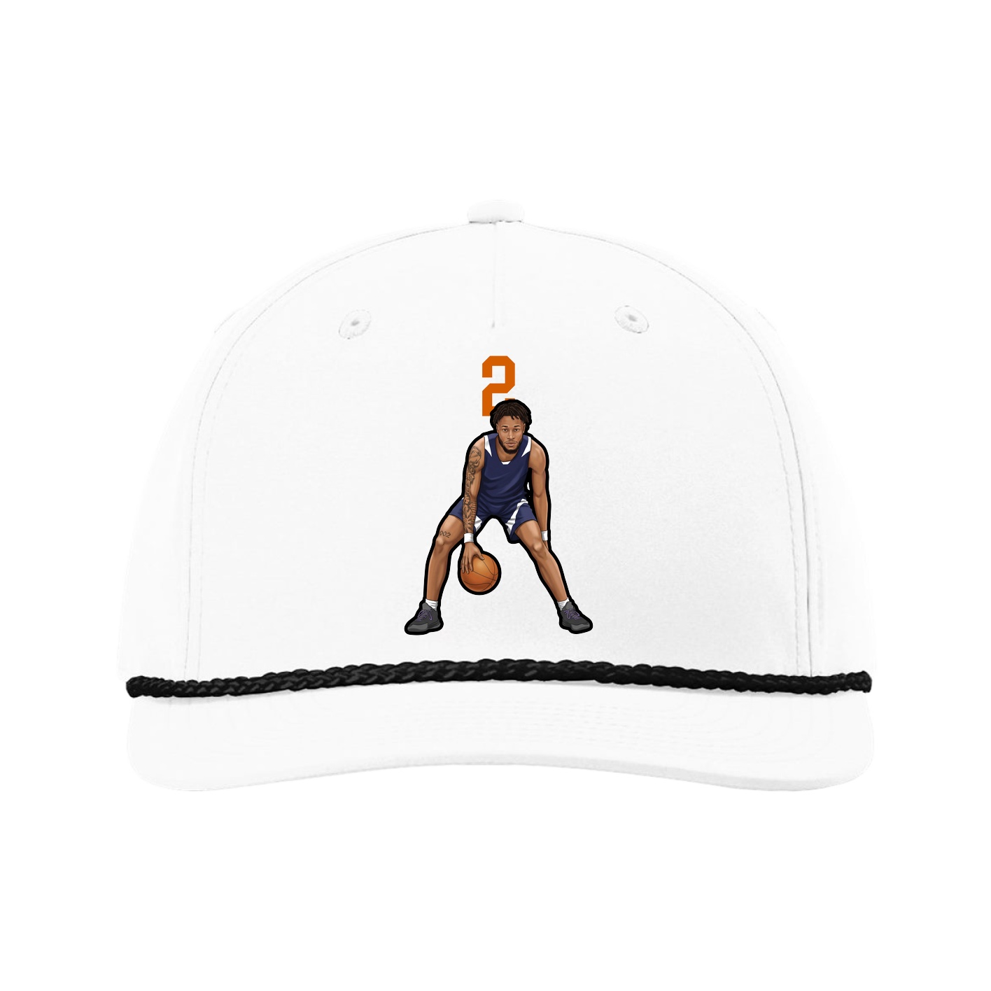 Five-Panel Classic Rope Cap — Number Top in White