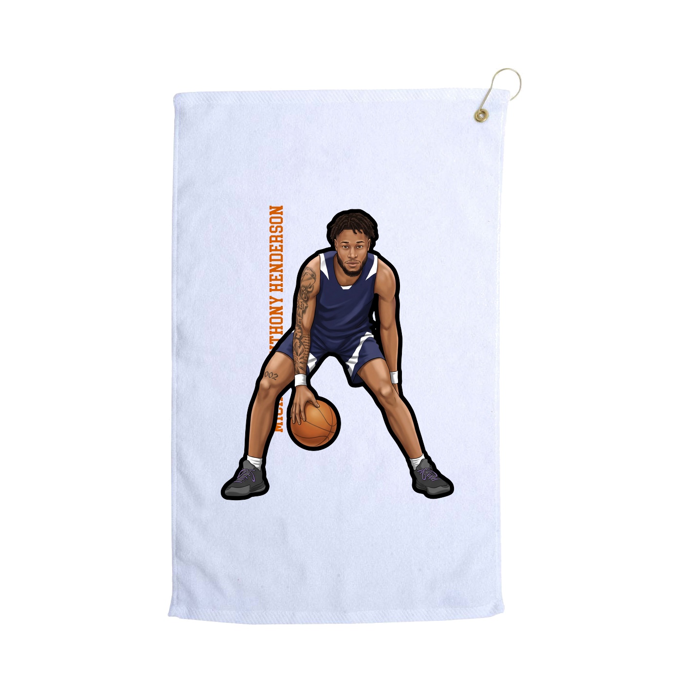 Golf Towel — Name Vertical in White