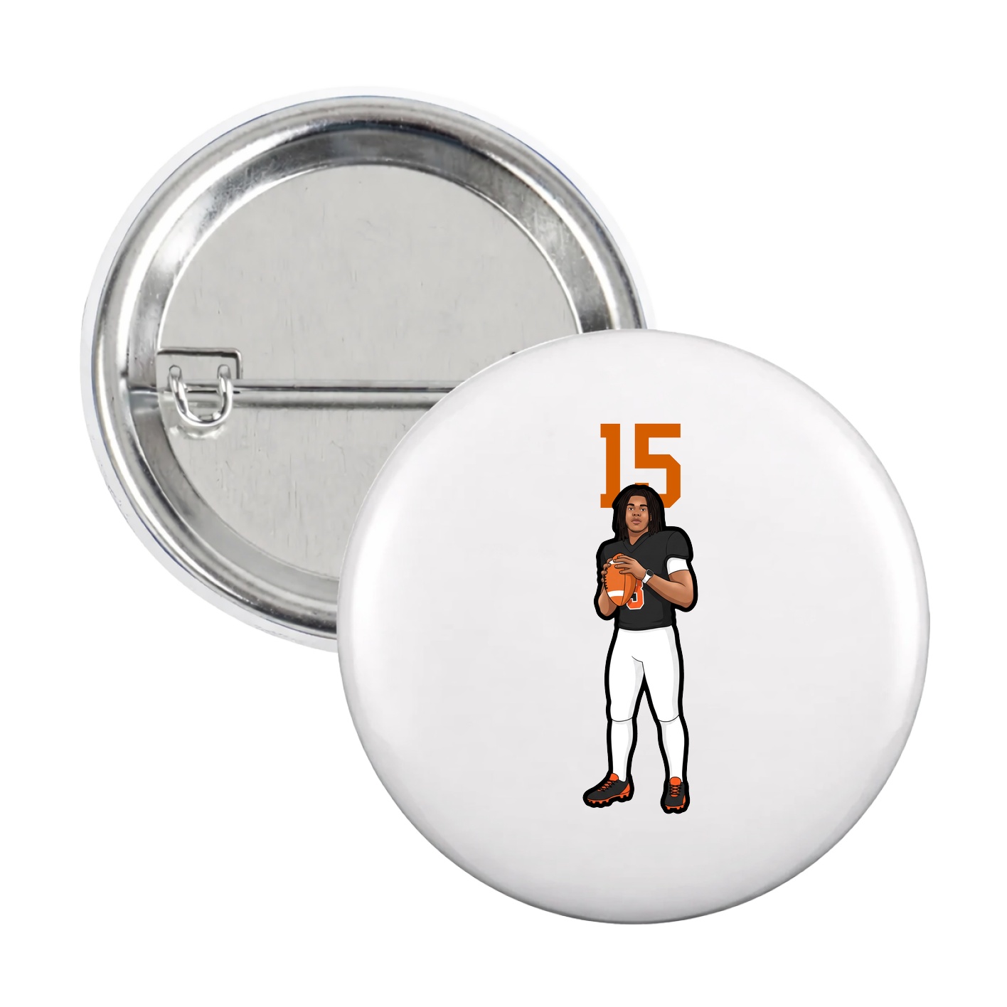 Game Day Button — Number Top in White