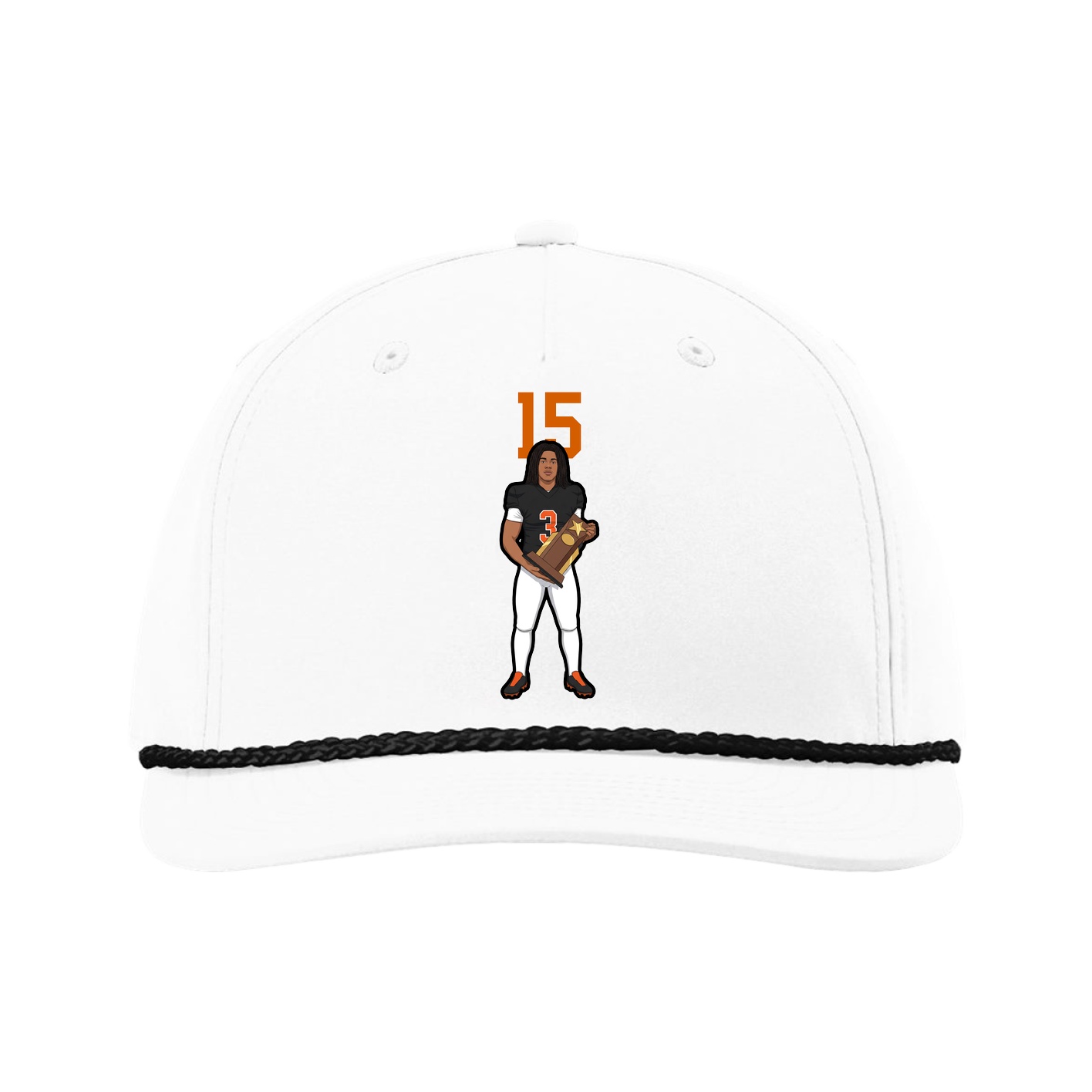 Five-Panel Classic Rope Cap — Number Top in White