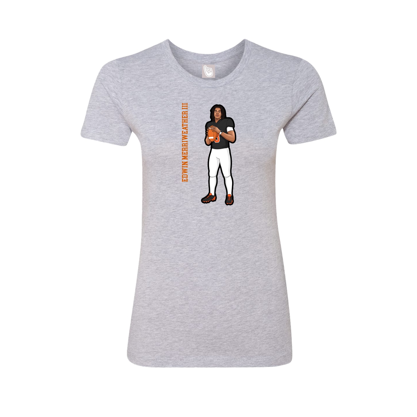 Fitted Women's Tee — Name Vertical in Grey