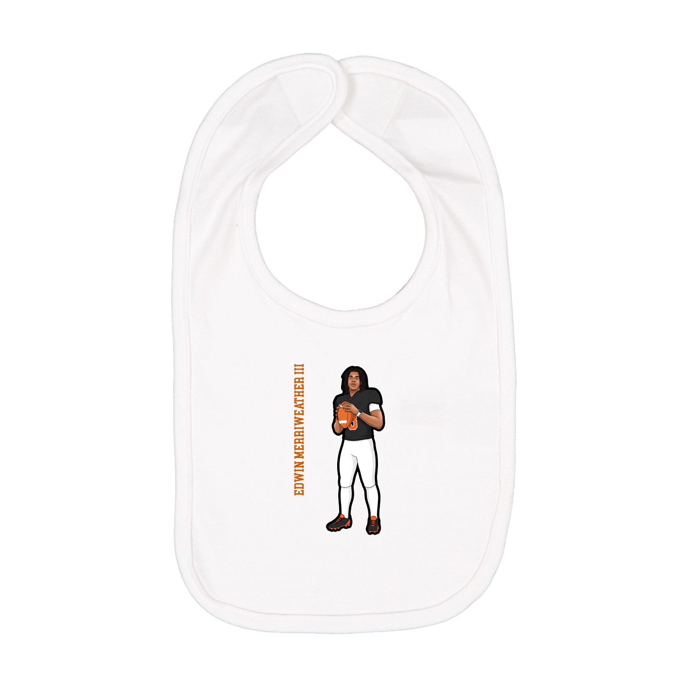 Infant Bib — Name Vertical in White