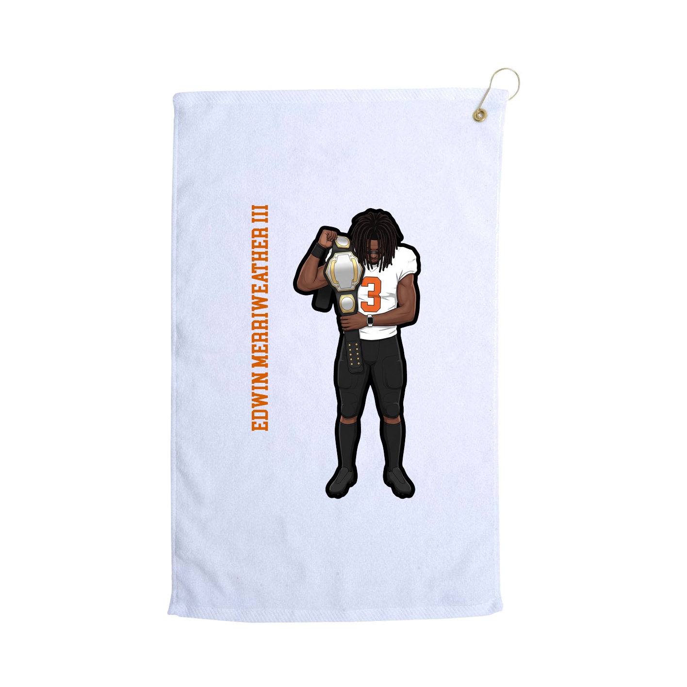 Golf Towel — Name Vertical in White