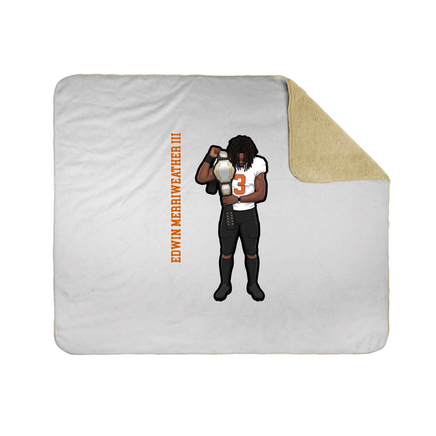 Throw Blanket — Name Vertical in White