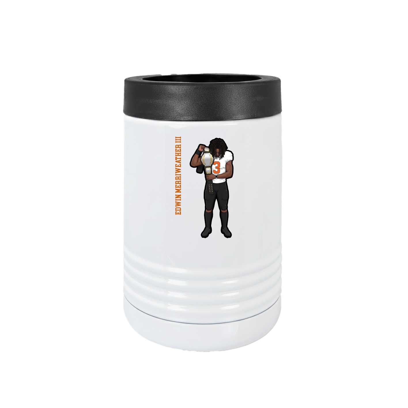 Beverage Holder — Name Vertical in White