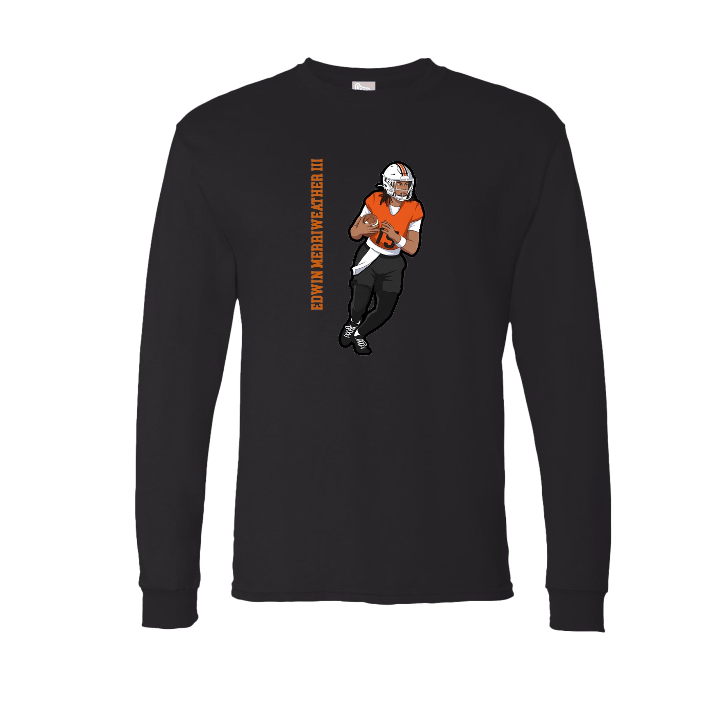 Long Sleeve Tee — Name Vertical in Black