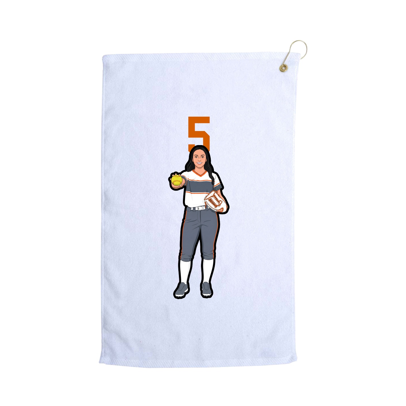 Golf Towel — Number Top in White