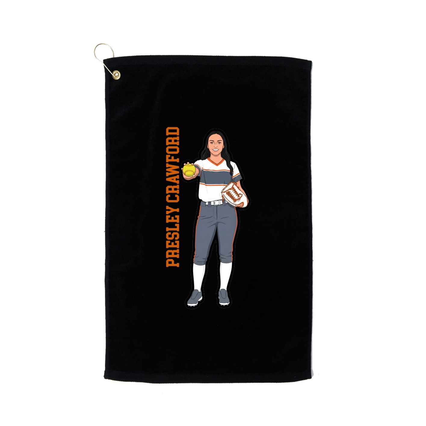Golf Towel — Name Vertical in Black