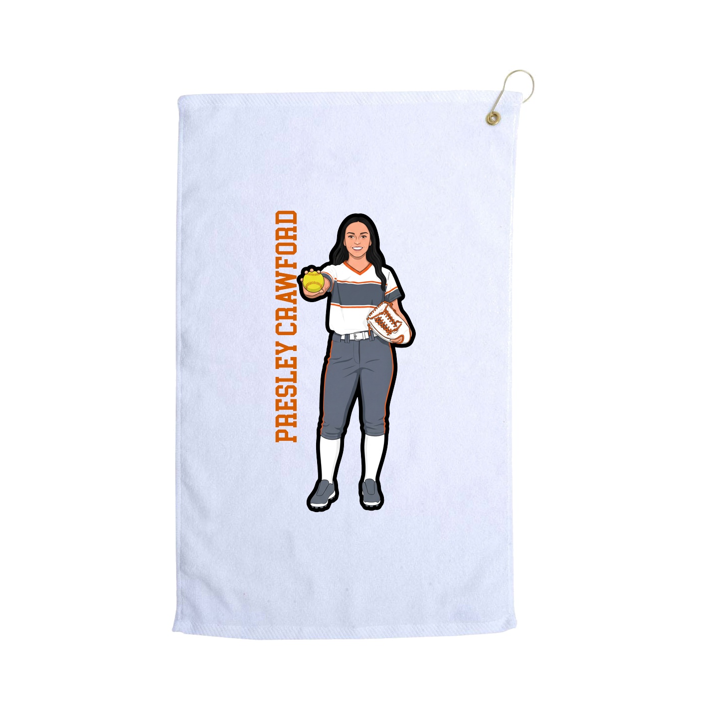 Golf Towel — Name Vertical in White