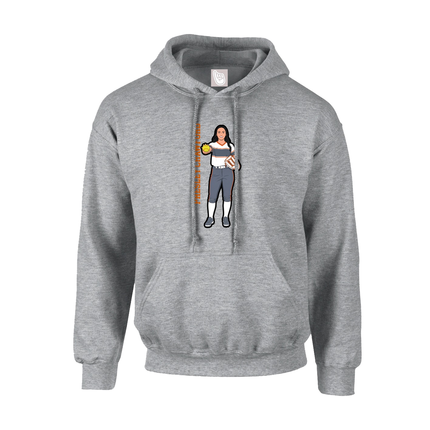 Youth Hoodie — Name Vertical in Grey