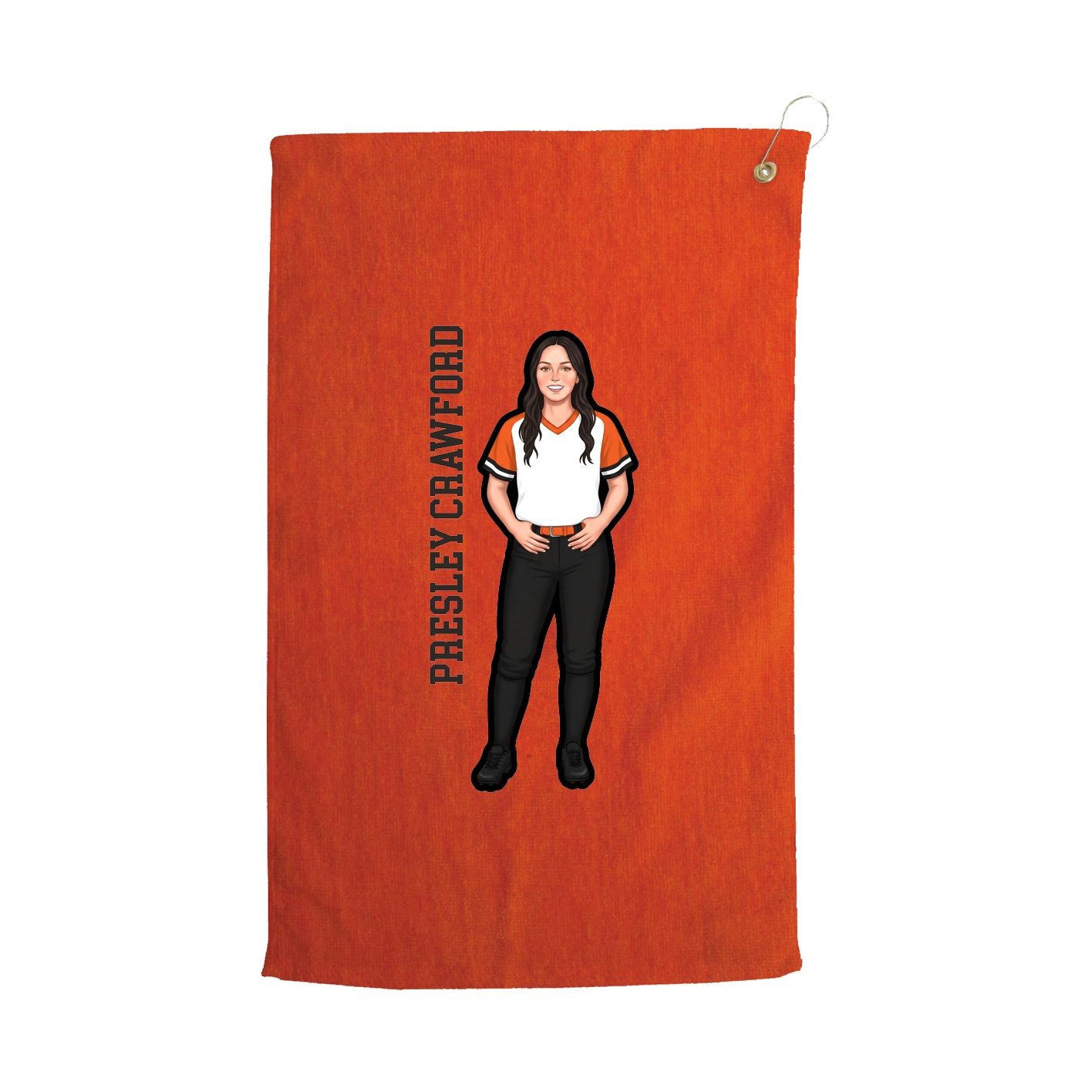 Golf Towel — Name Vertical in Orange