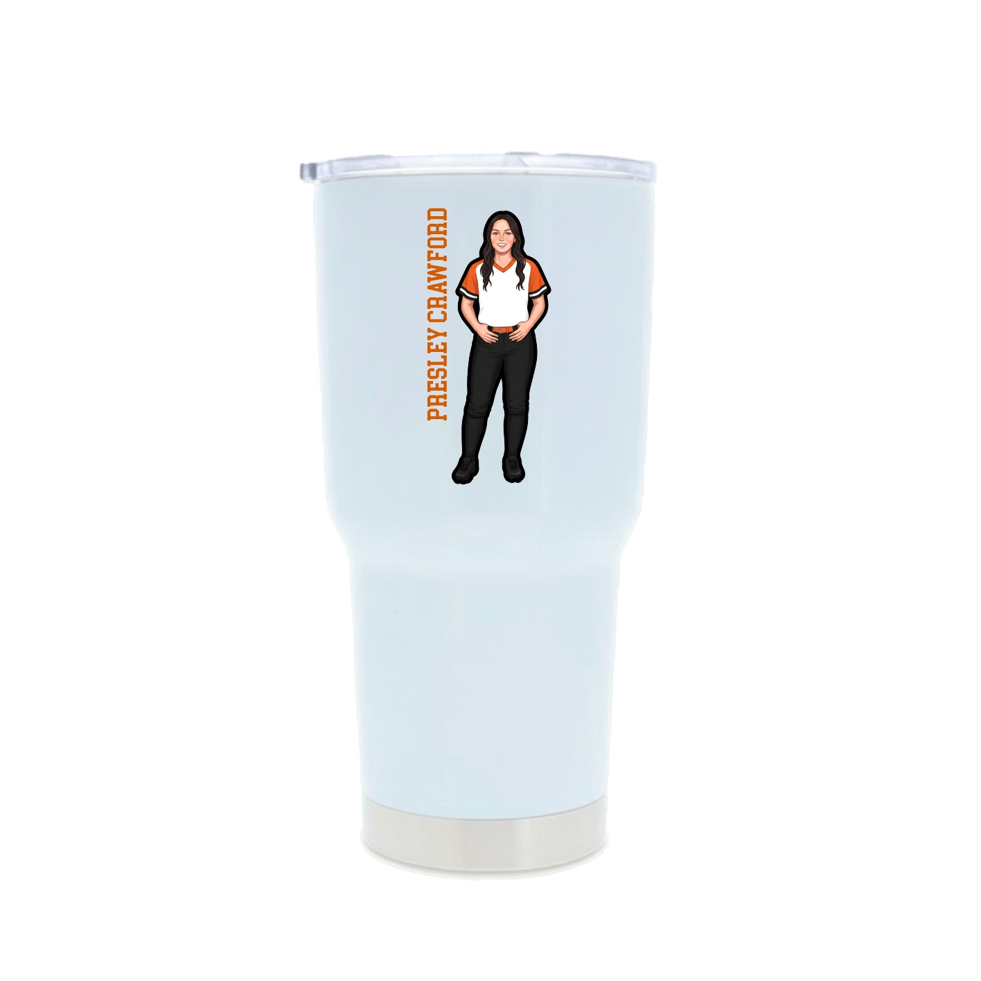 30oz Stainless Steel Tumbler — Name Vertical in White