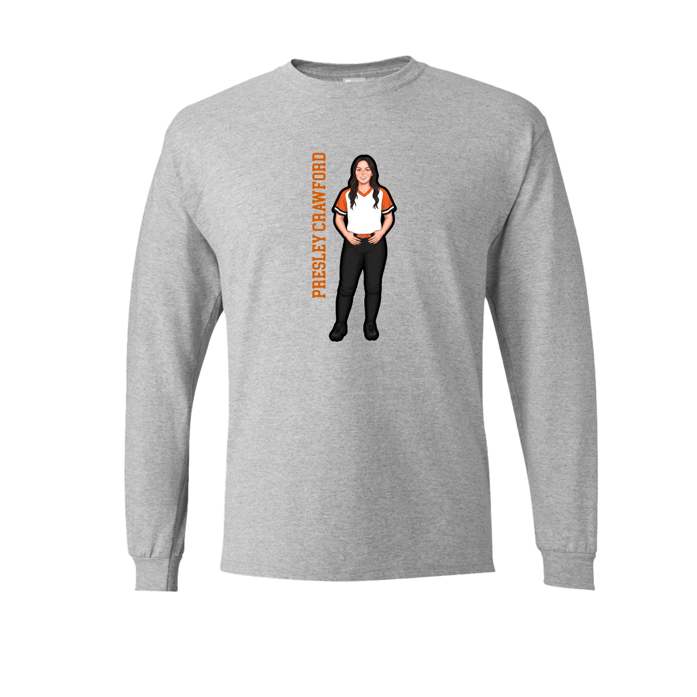 Long Sleeve Tee — Name Vertical in Grey