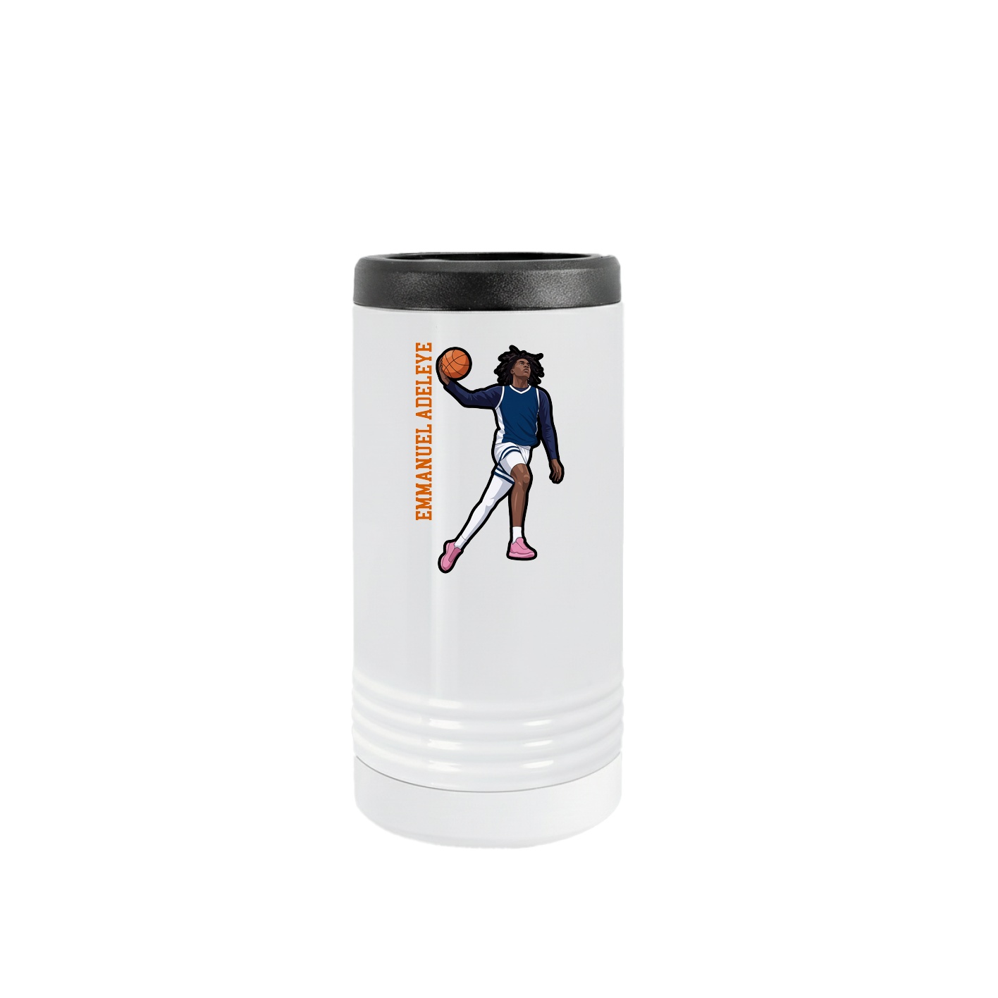 Slim Beverage Holder — Name Vertical in White