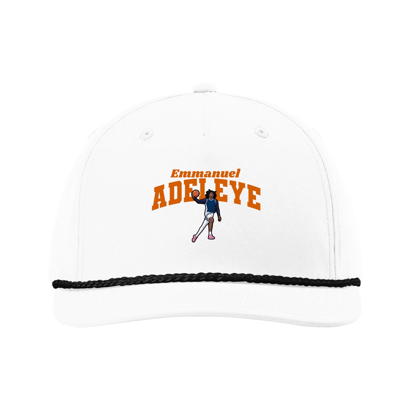 Five-Panel Classic Rope Cap — Signature Arch in White