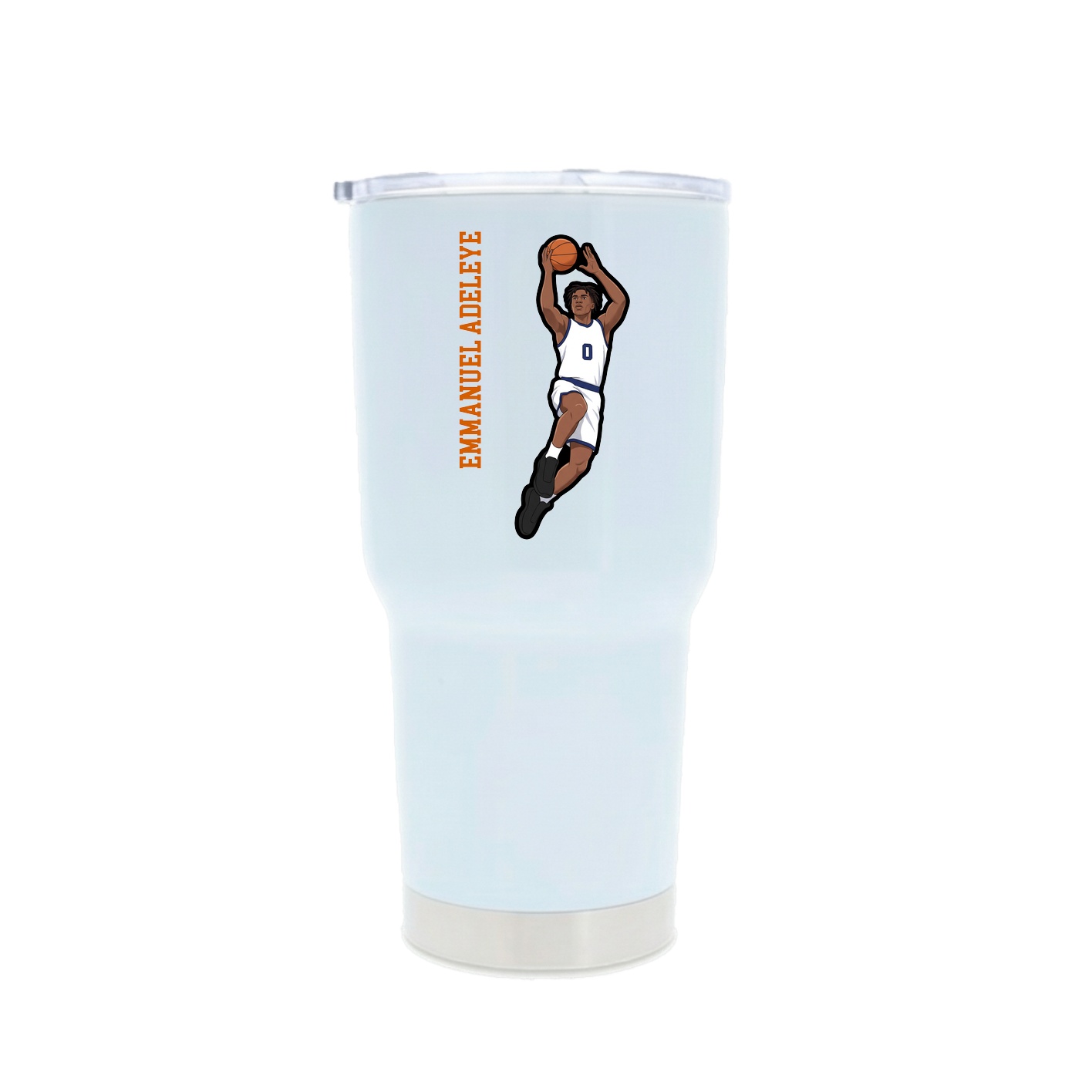 30oz Stainless Steel Tumbler — Name Vertical in White