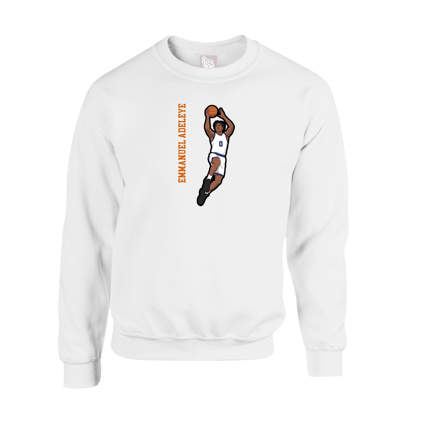 Fleece Crew — Name Vertical in White