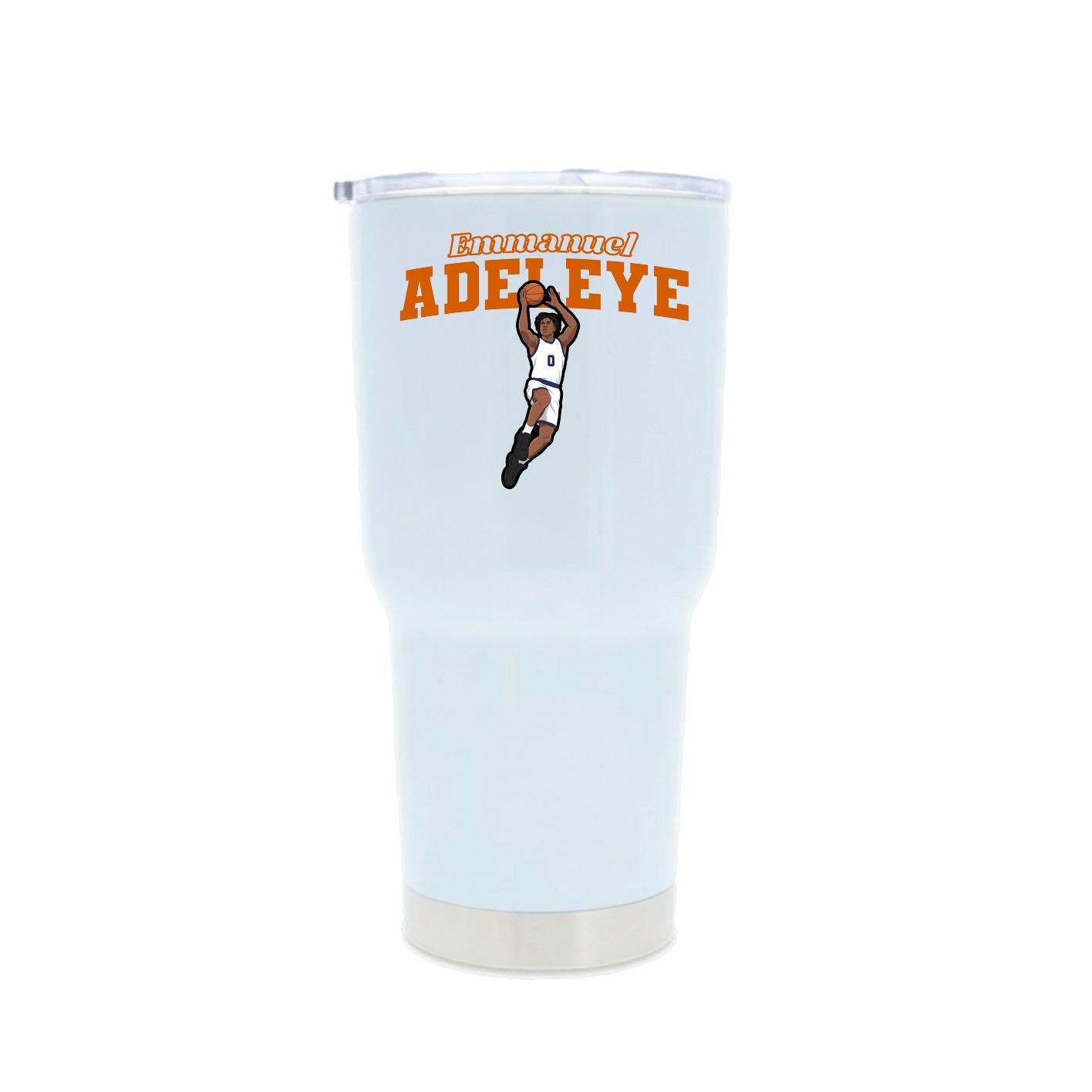 30oz Stainless Steel Tumbler — Name Arch in White