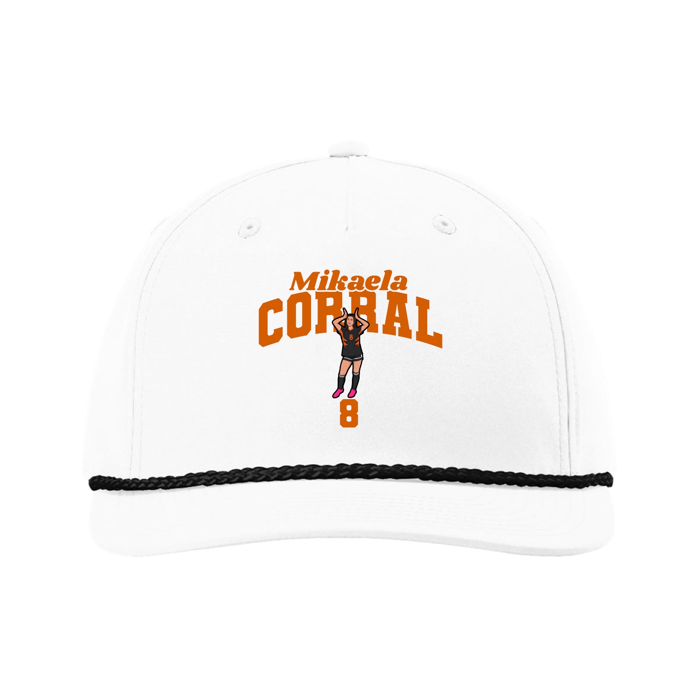 Five-Panel Classic Rope Cap — Signature Arch in White