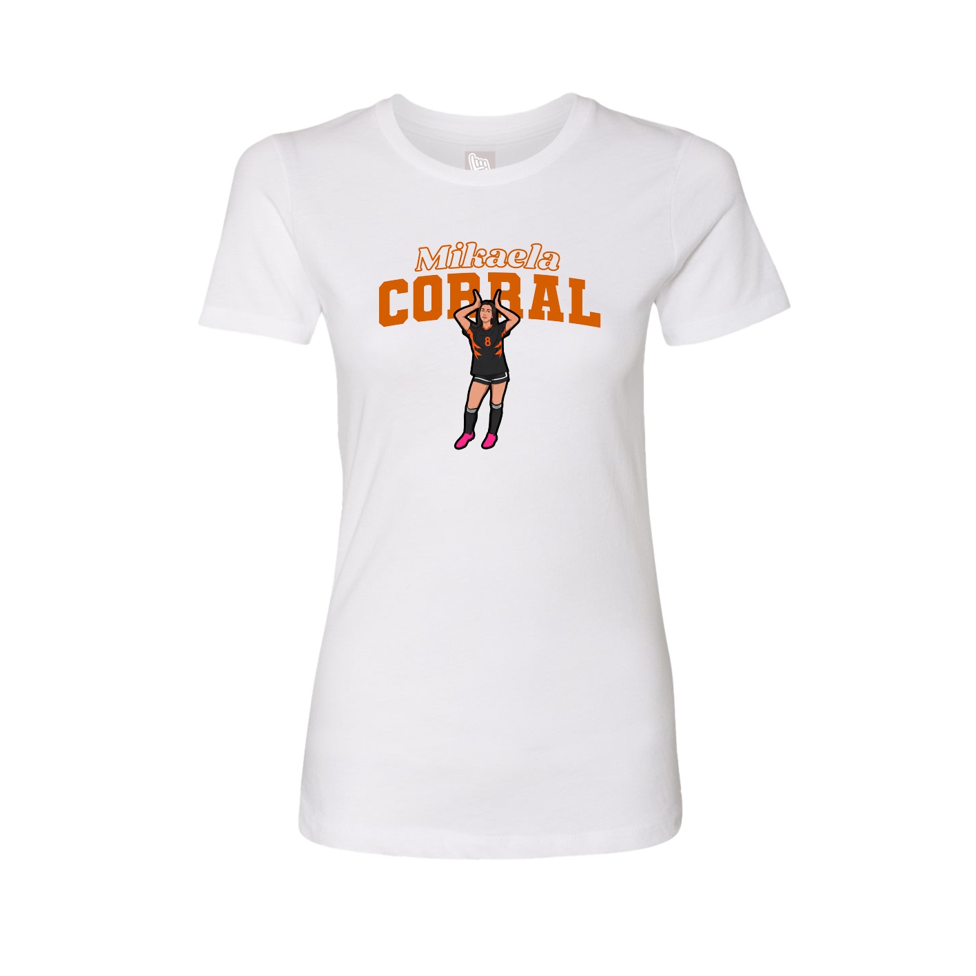 Fitted Women's Tee — Name Arch in White