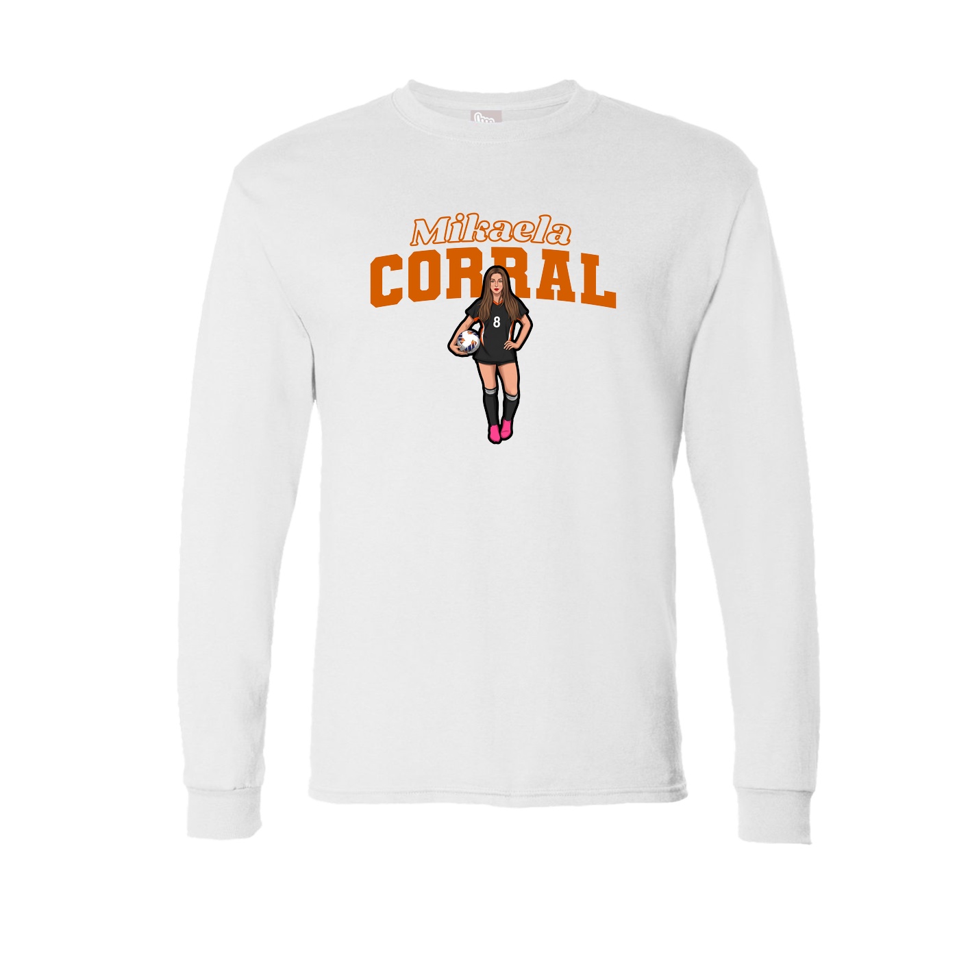 Long Sleeve Tee — Name Arch in White