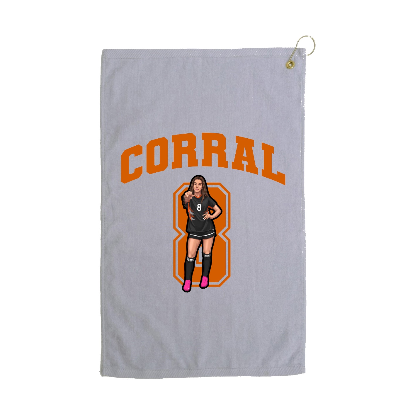 Golf Towel — Number in Grey