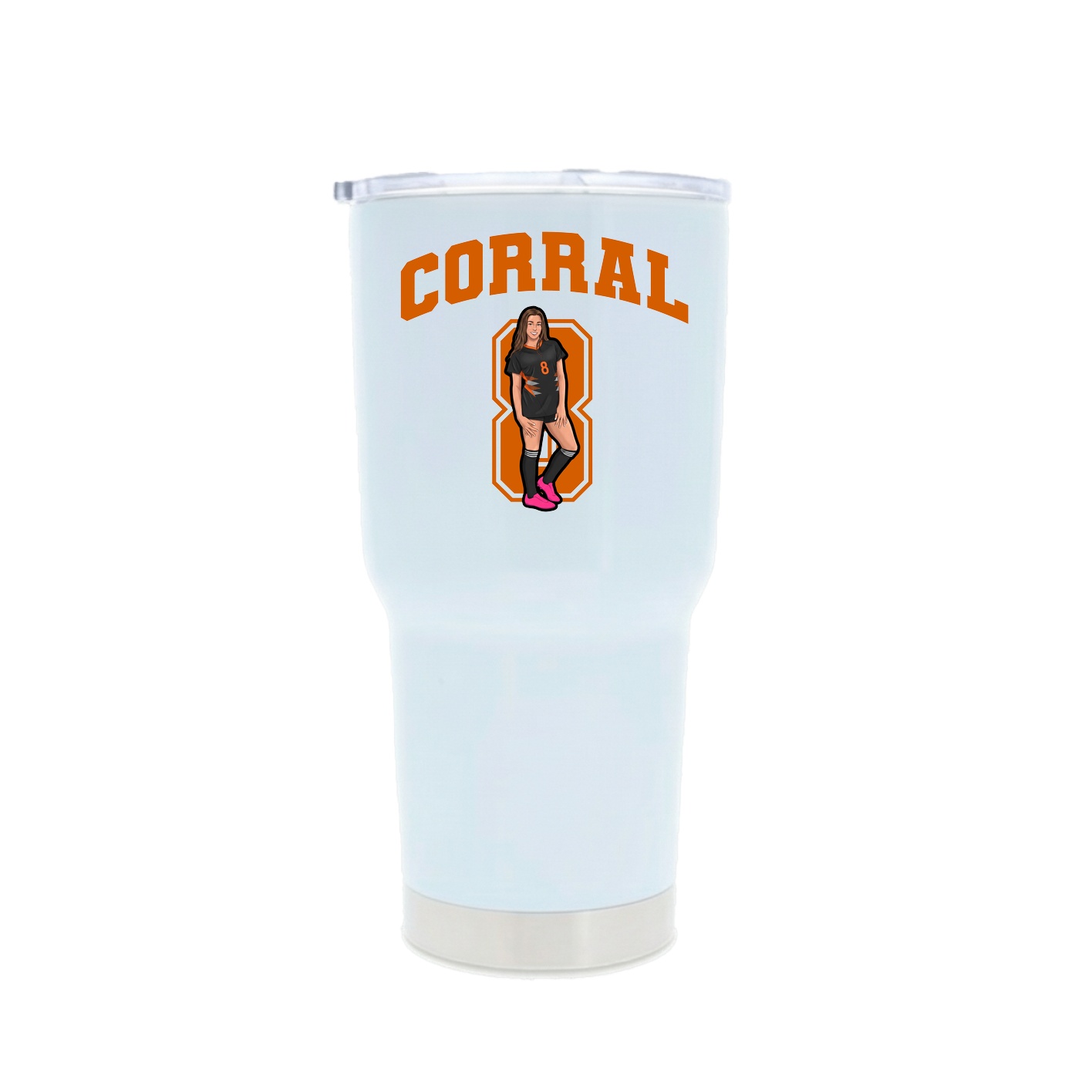 30oz Stainless Steel Tumbler — Number in White