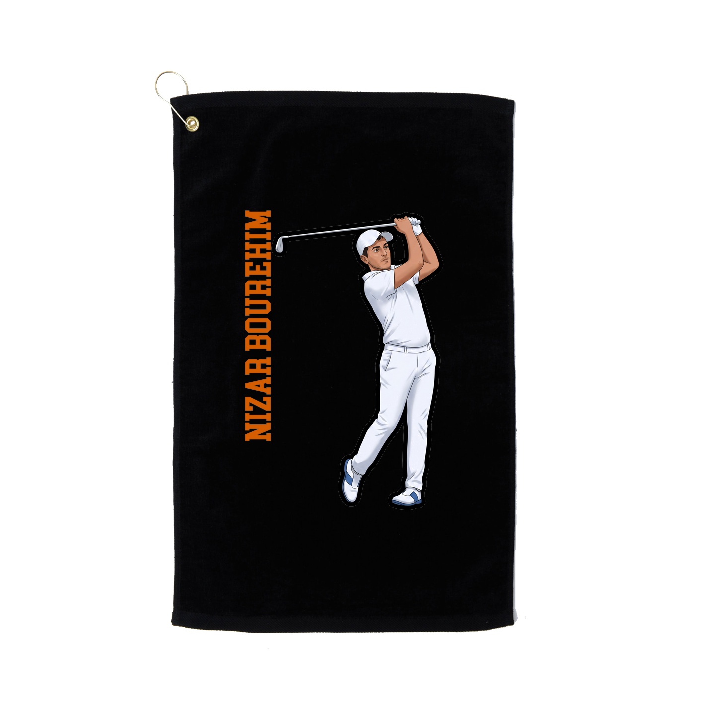Golf Towel — Name Vertical in Black
