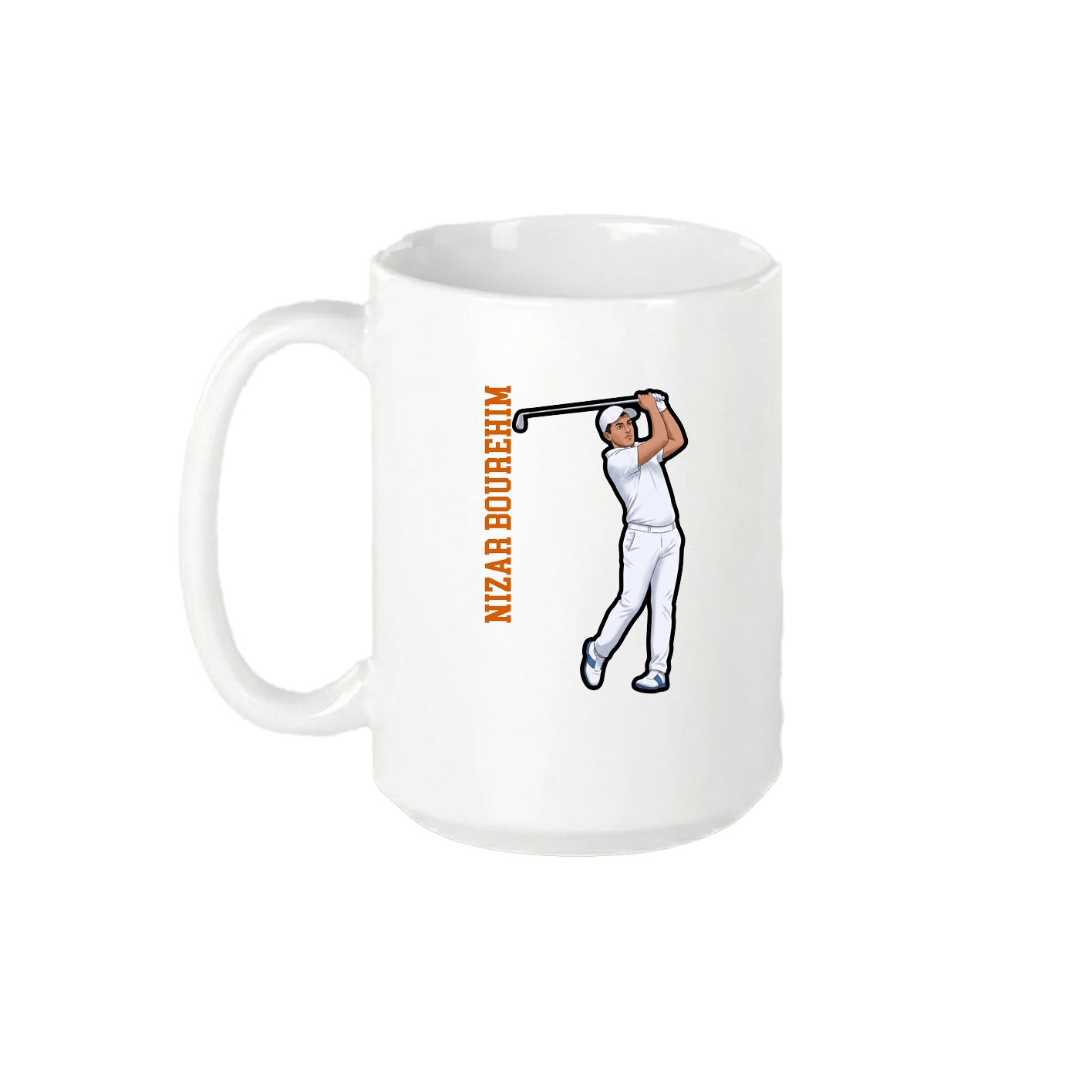 15oz Coffee Mug — Name Vertical in White