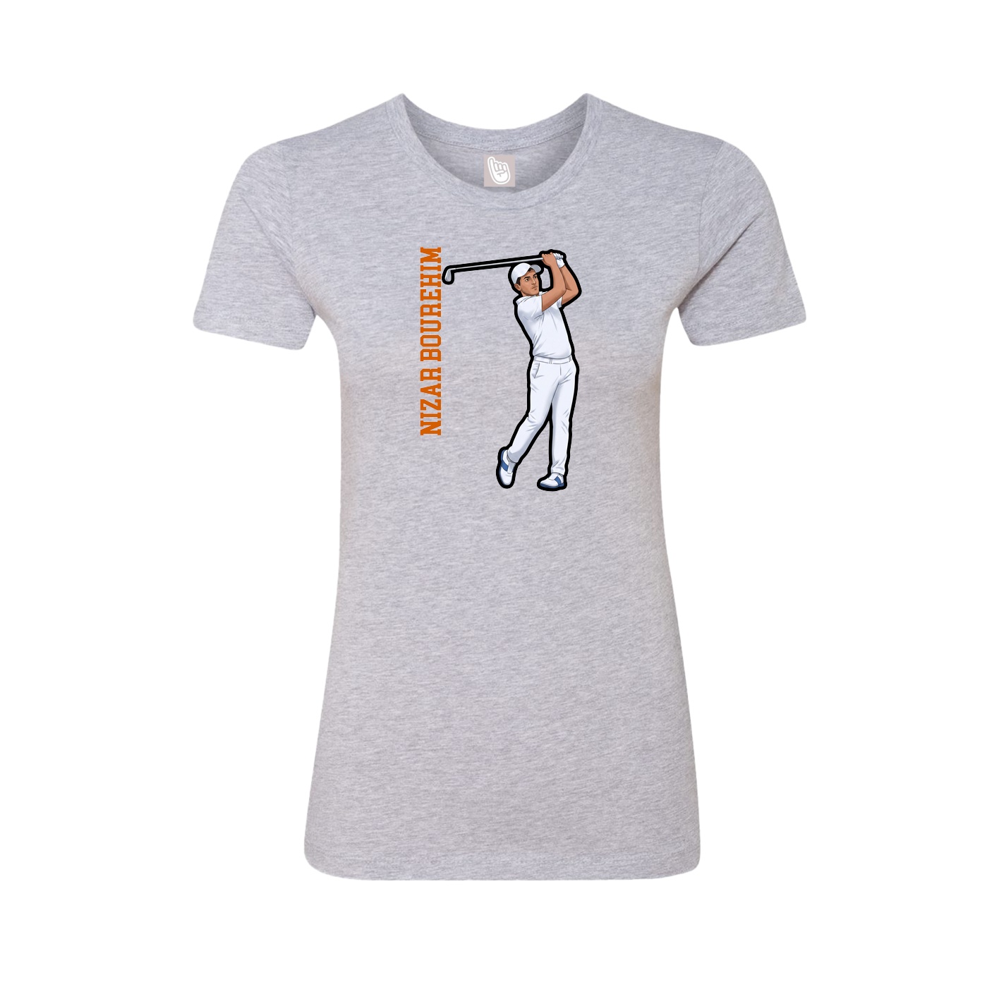 Fitted Women's Tee — Name Vertical in Grey