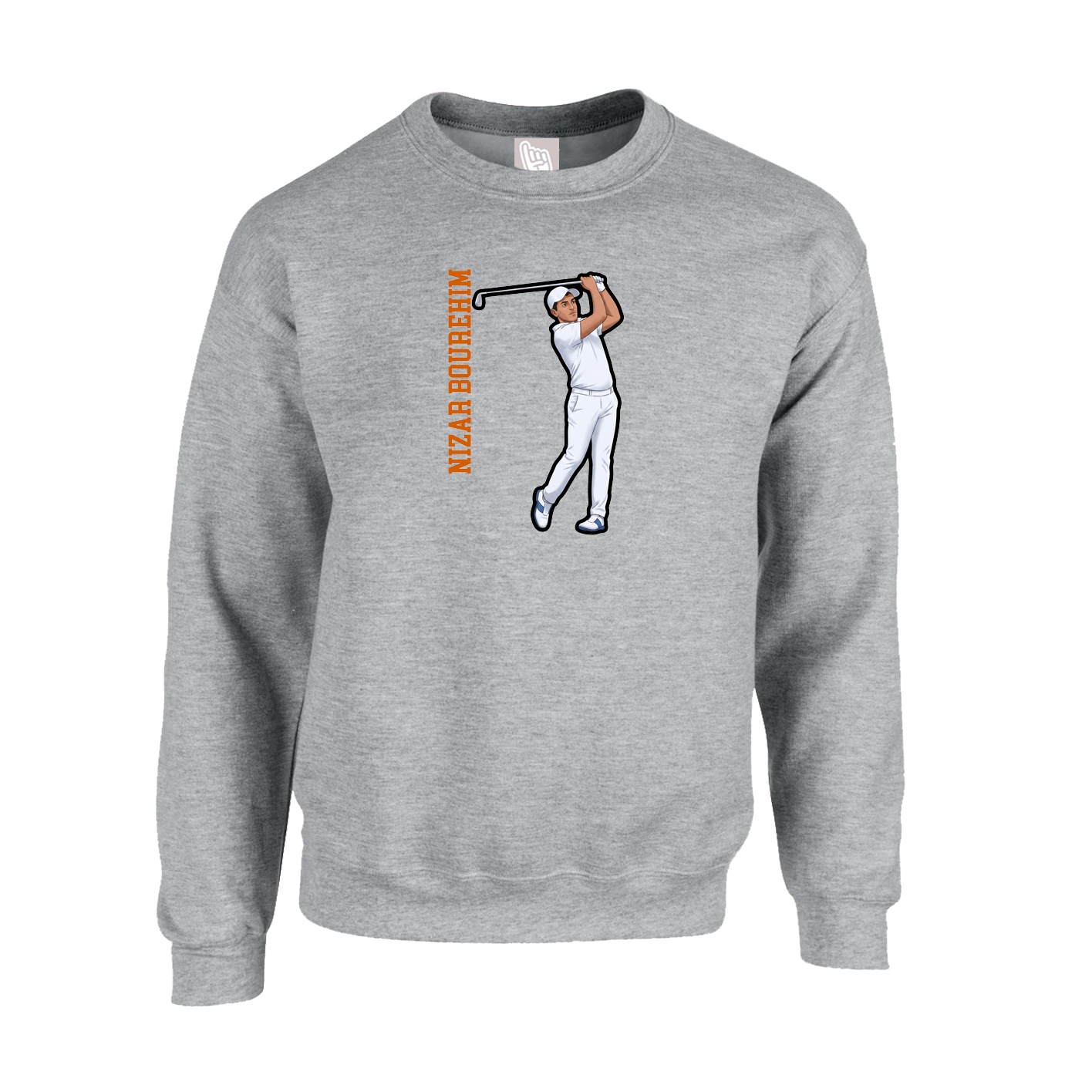 Fleece Crew — Name Vertical in Grey