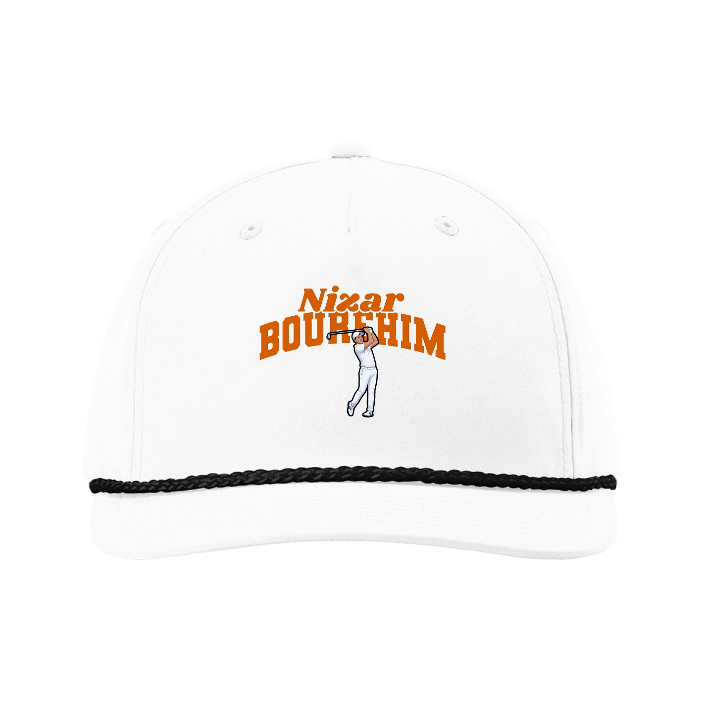Five-Panel Classic Rope Cap — Signature Arch in White