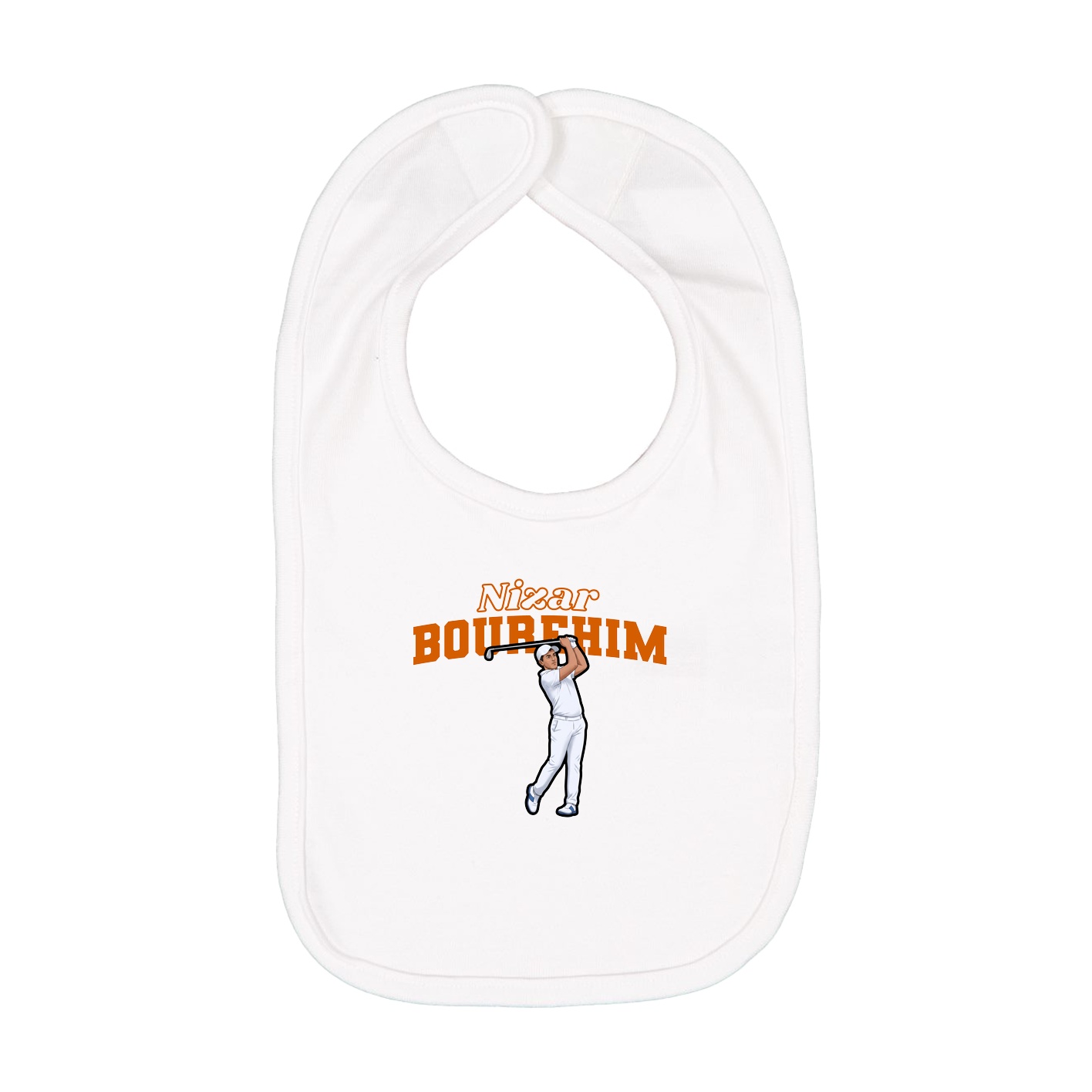 Infant Bib — Name Arch in White
