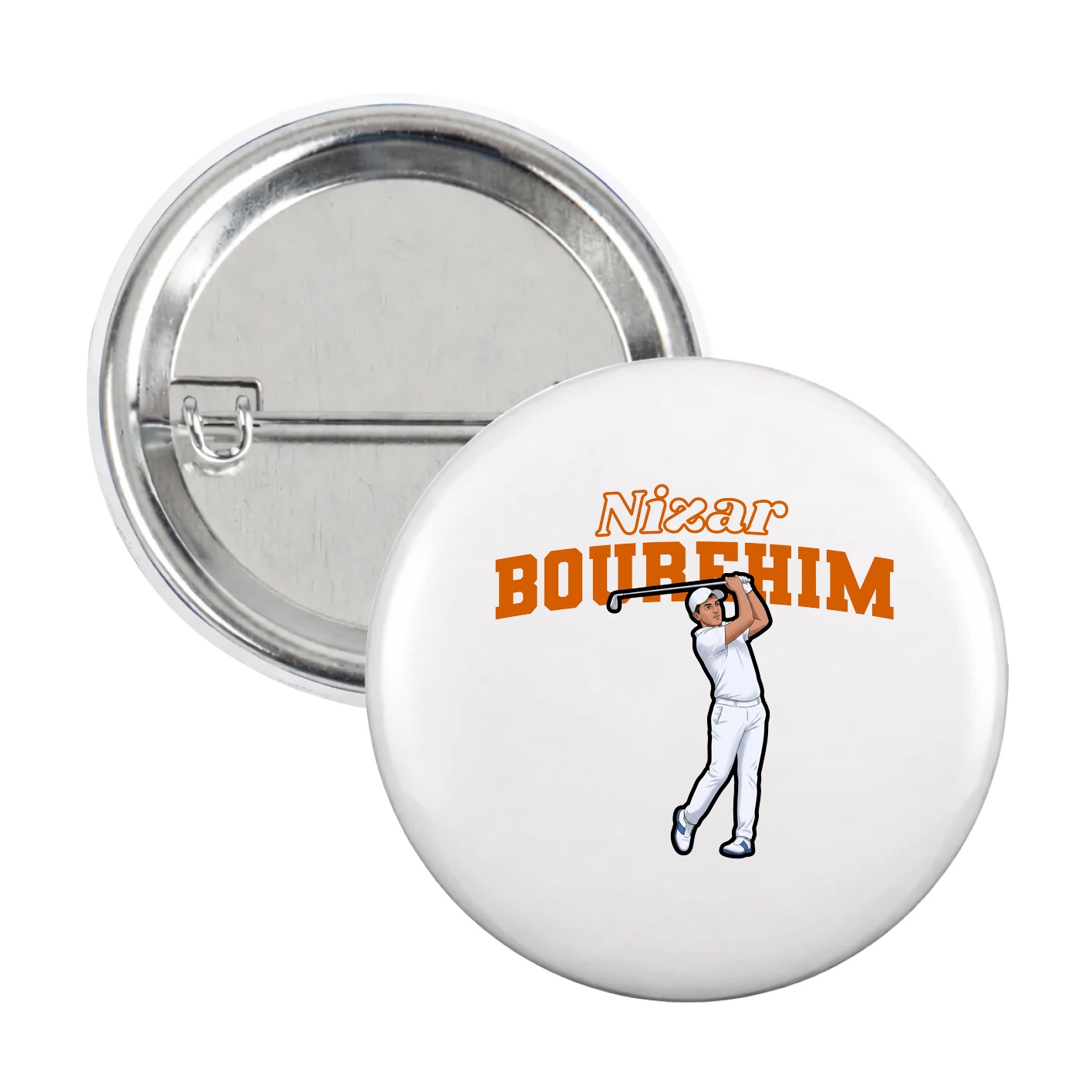 Game Day Button — Name Arch in White