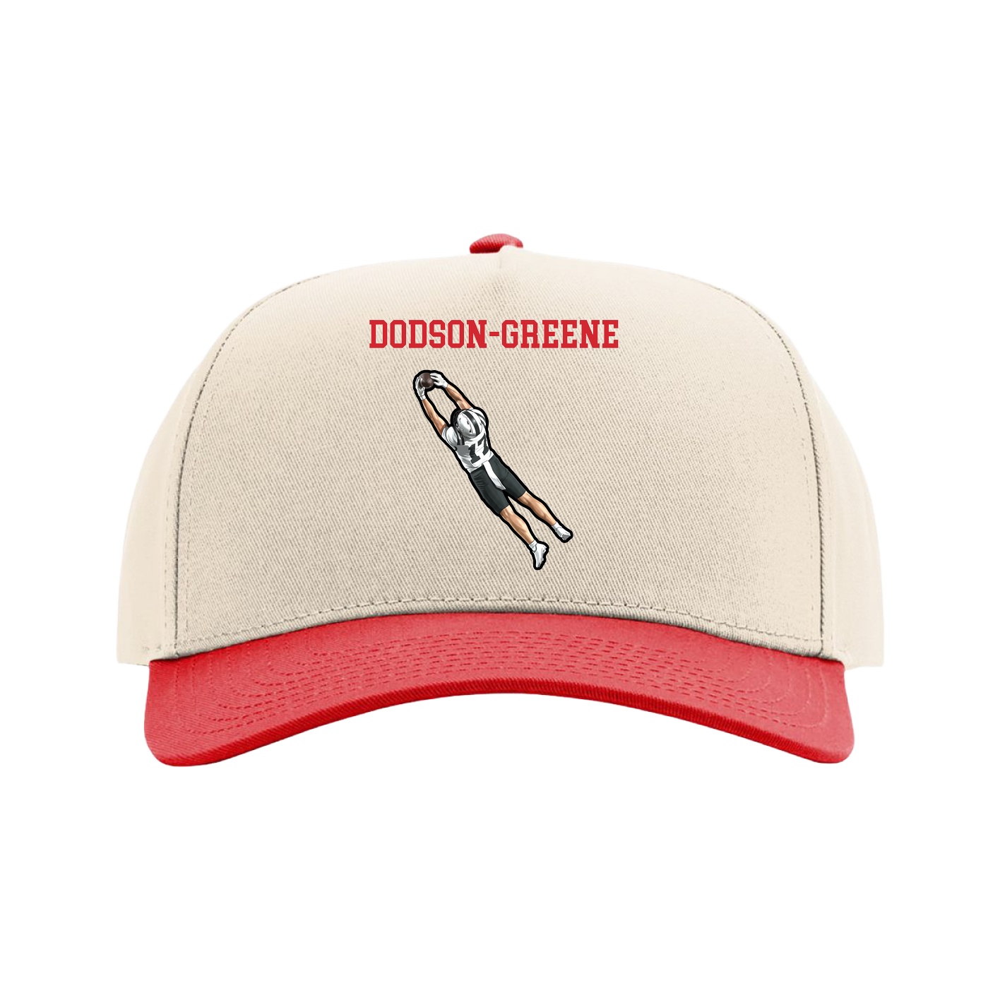 Full Fabric Five-Panel Champ Cap — Shirsey in Cream/Red