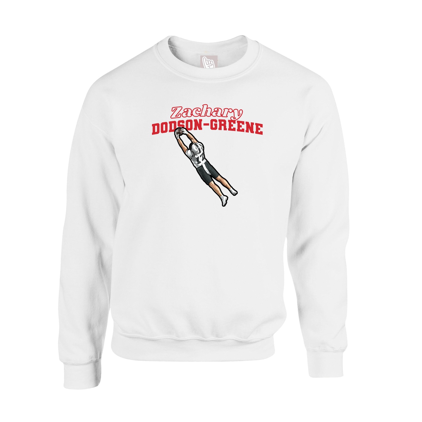 Fleece Crew — Name Arch in White