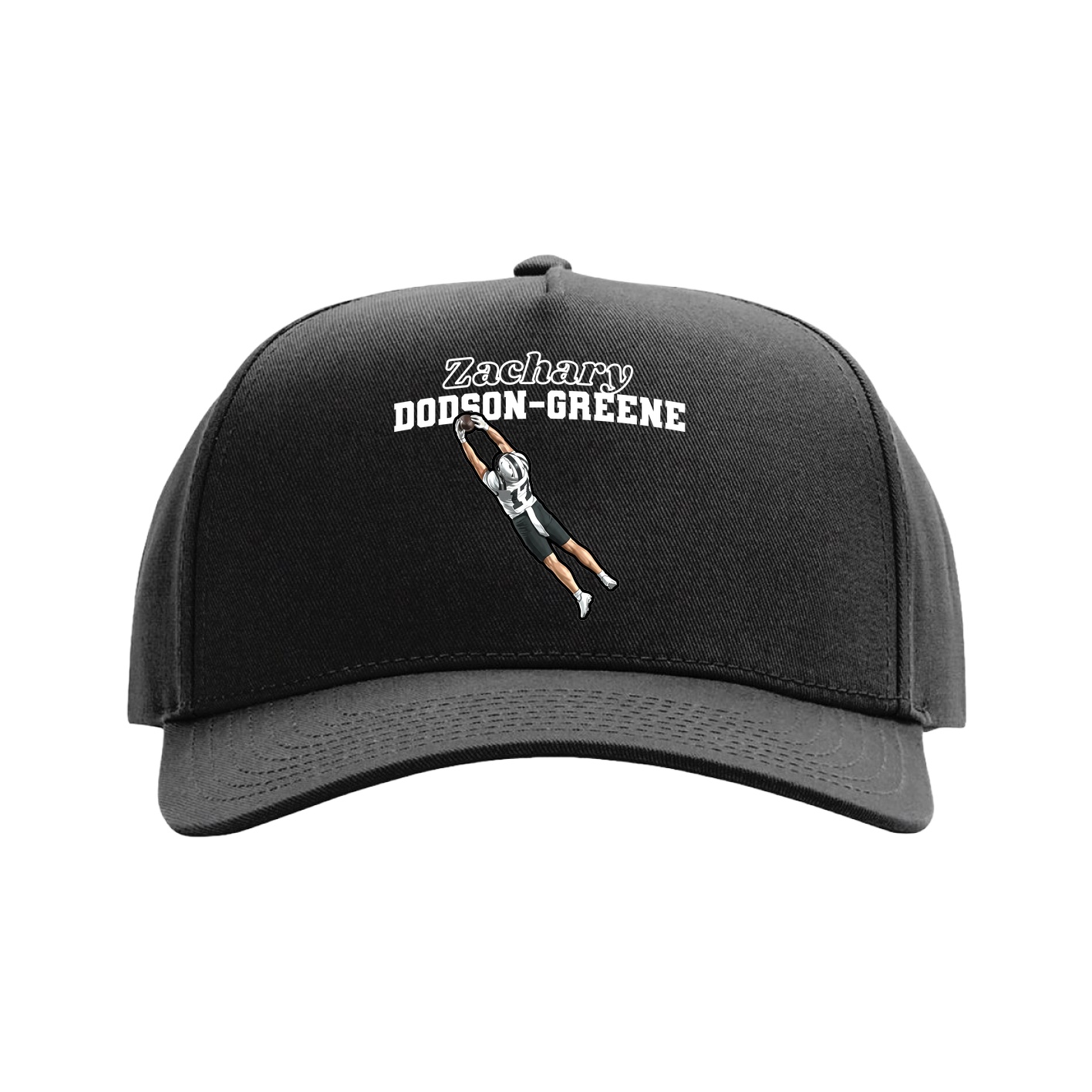 Full Fabric Five-Panel Champ Cap — Name Arch in Black
